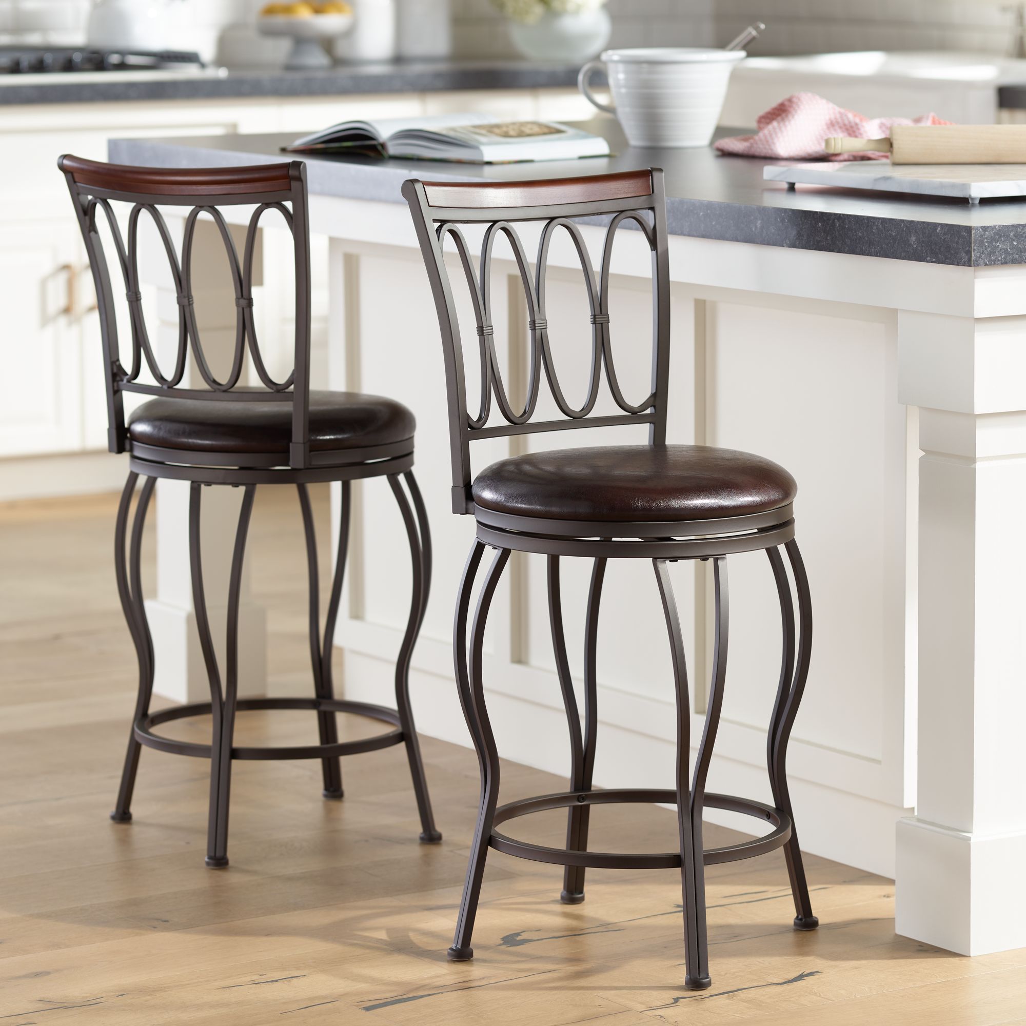 Cyrus Bronze 24" Swivel Counter Stools Set of 2