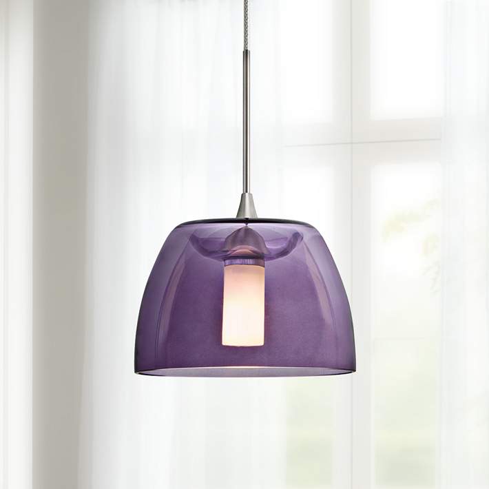 Spur 5 1 2 W Satin Nickel Purple Glass, Purple Ceiling Lamp Shade