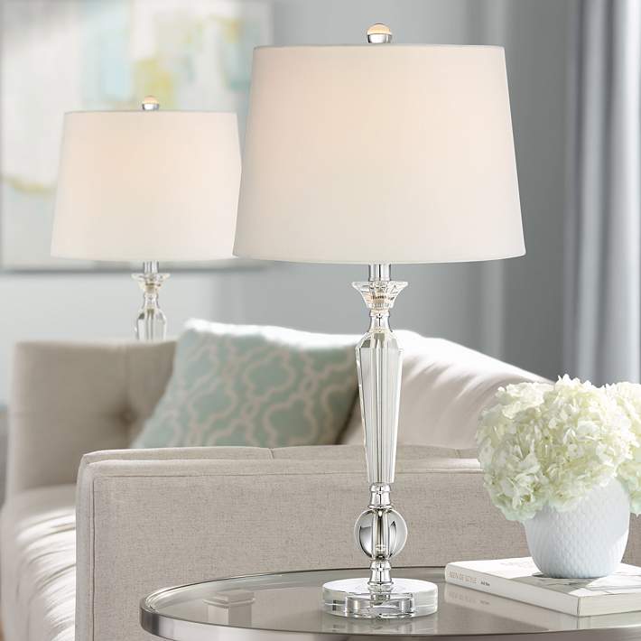 Jolie Tapered Candlestick Crystal Table, Tapered Crystal Table Lamp