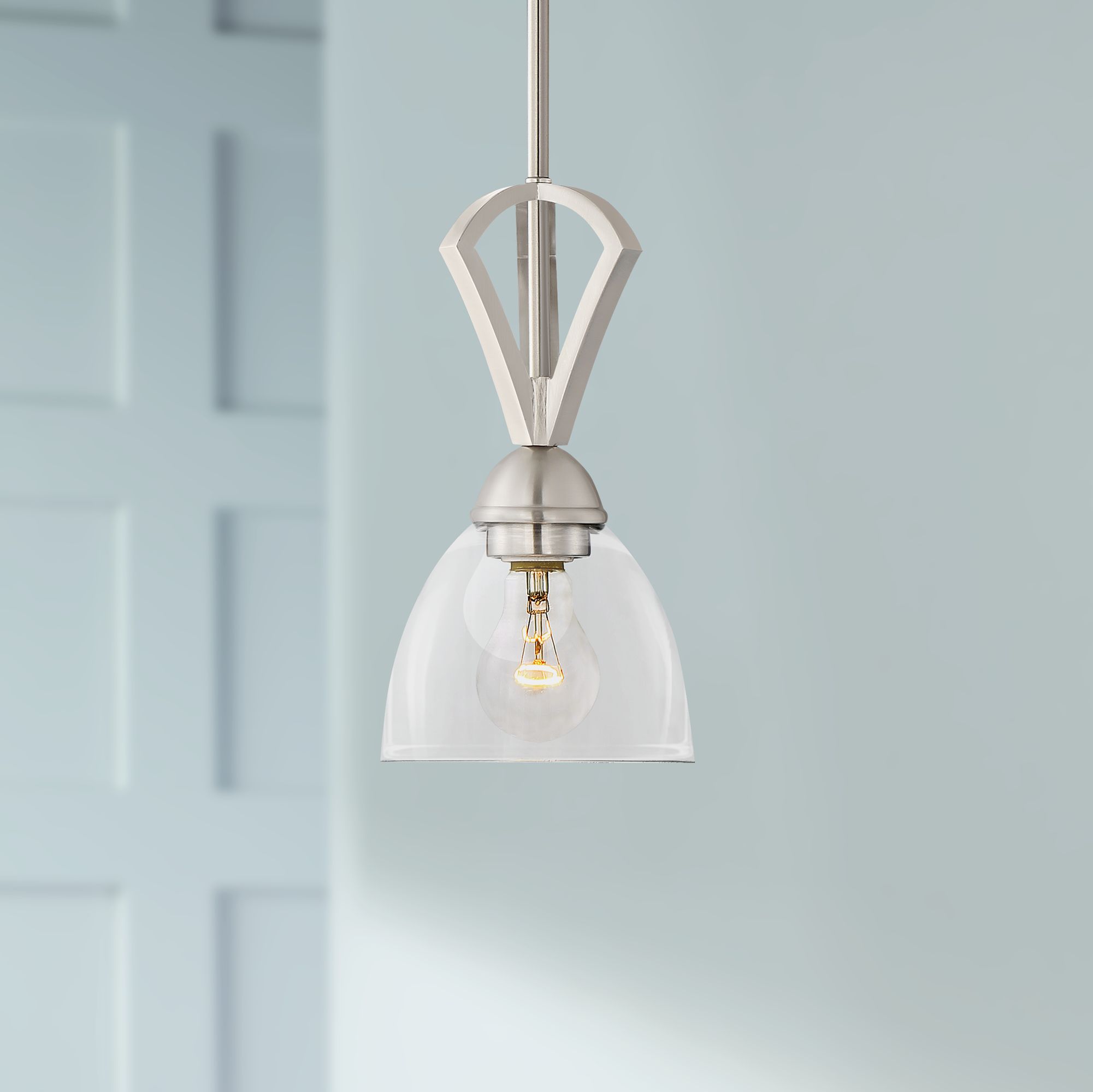 Milbury 6" Wide Brushed Nickel and Clear Glass Mini-Pendant