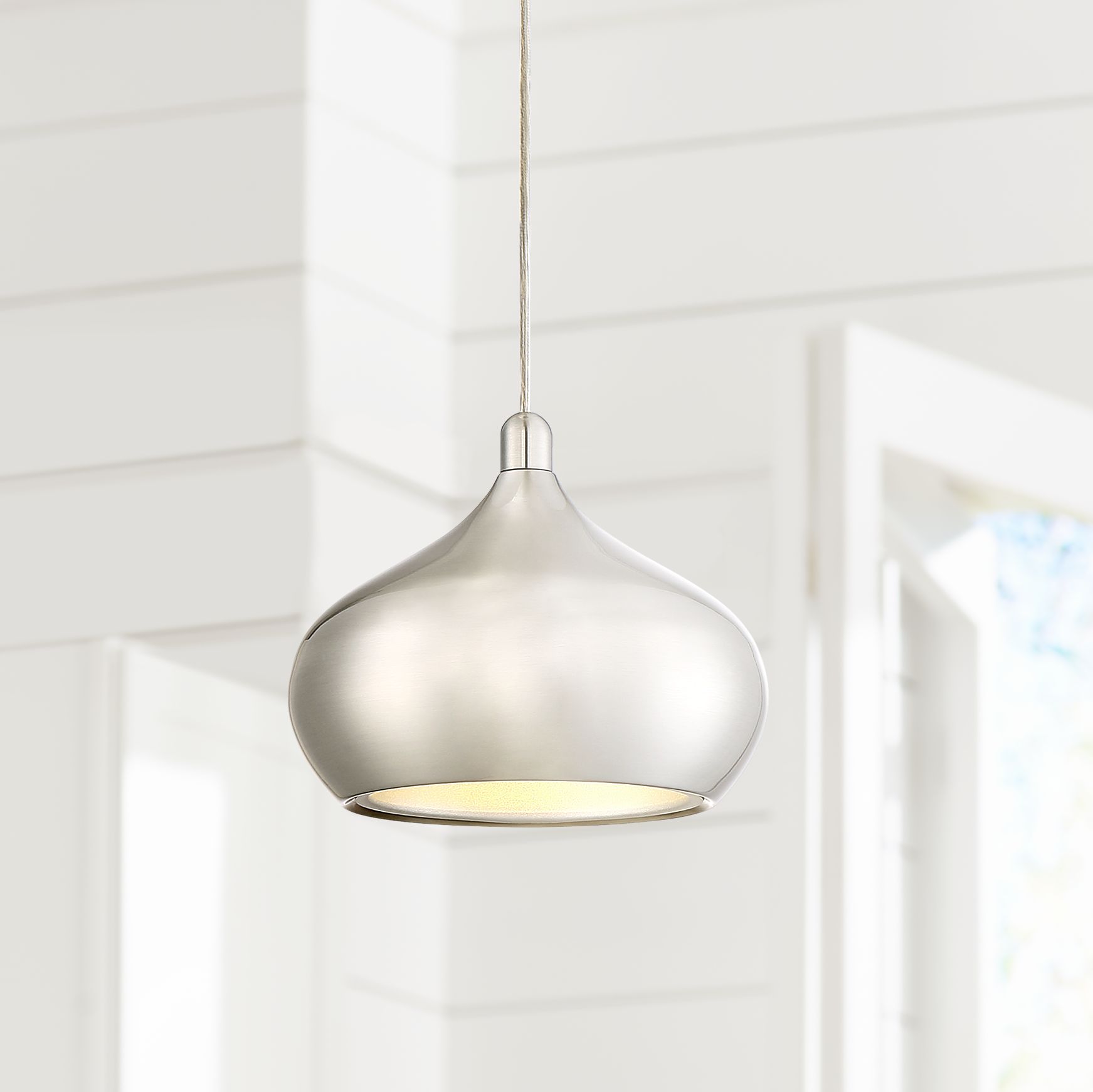 Possini Euro Holland 7 1/2"W Satin Nickel LED Mini Pendant