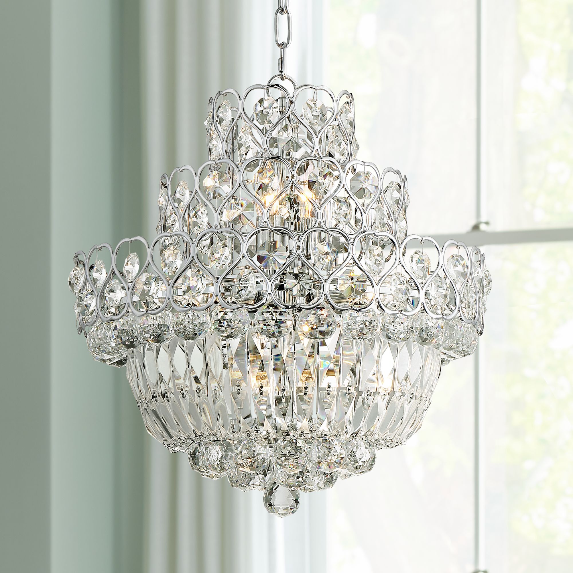 Tilda Chrome 17 1/2" Wide 7-Light Crystal Chandelier