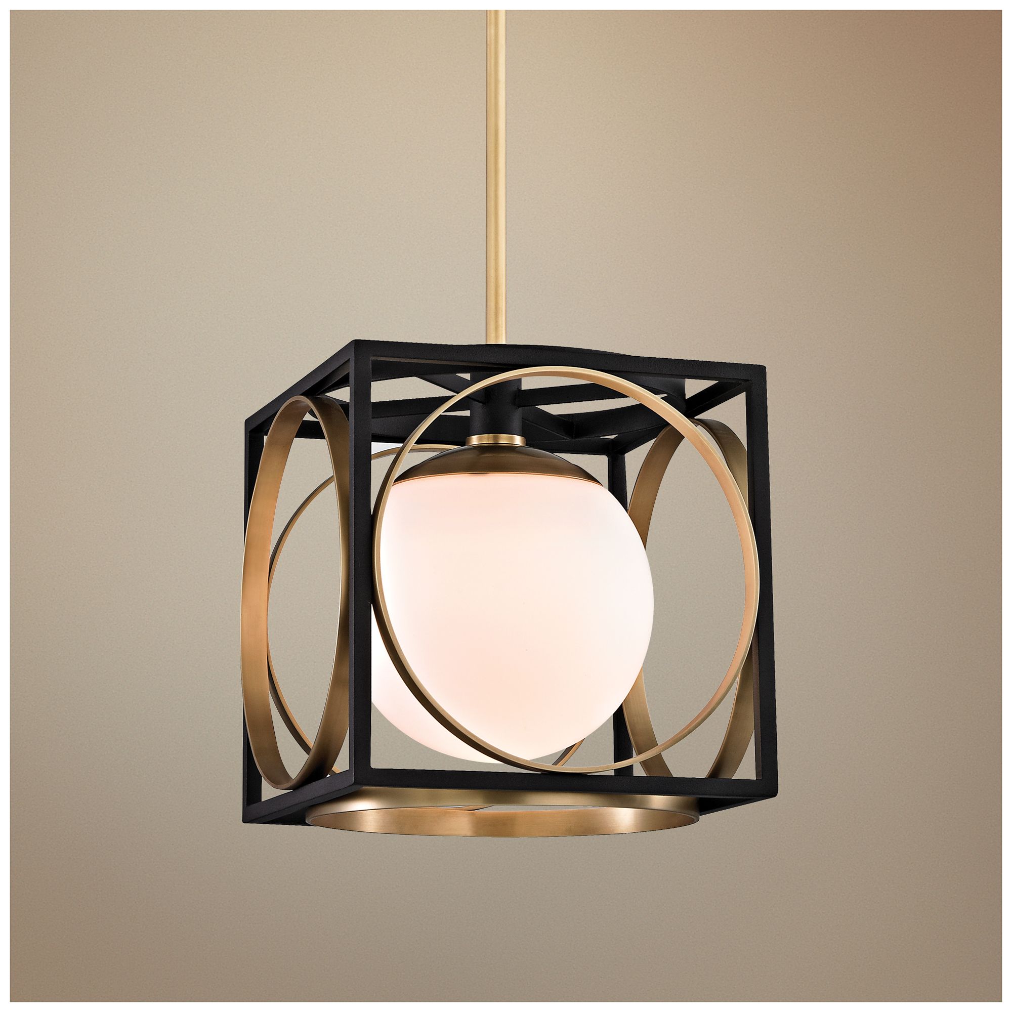 Wadsworth 10" Wide Aged Brass and Black Mini Pendant