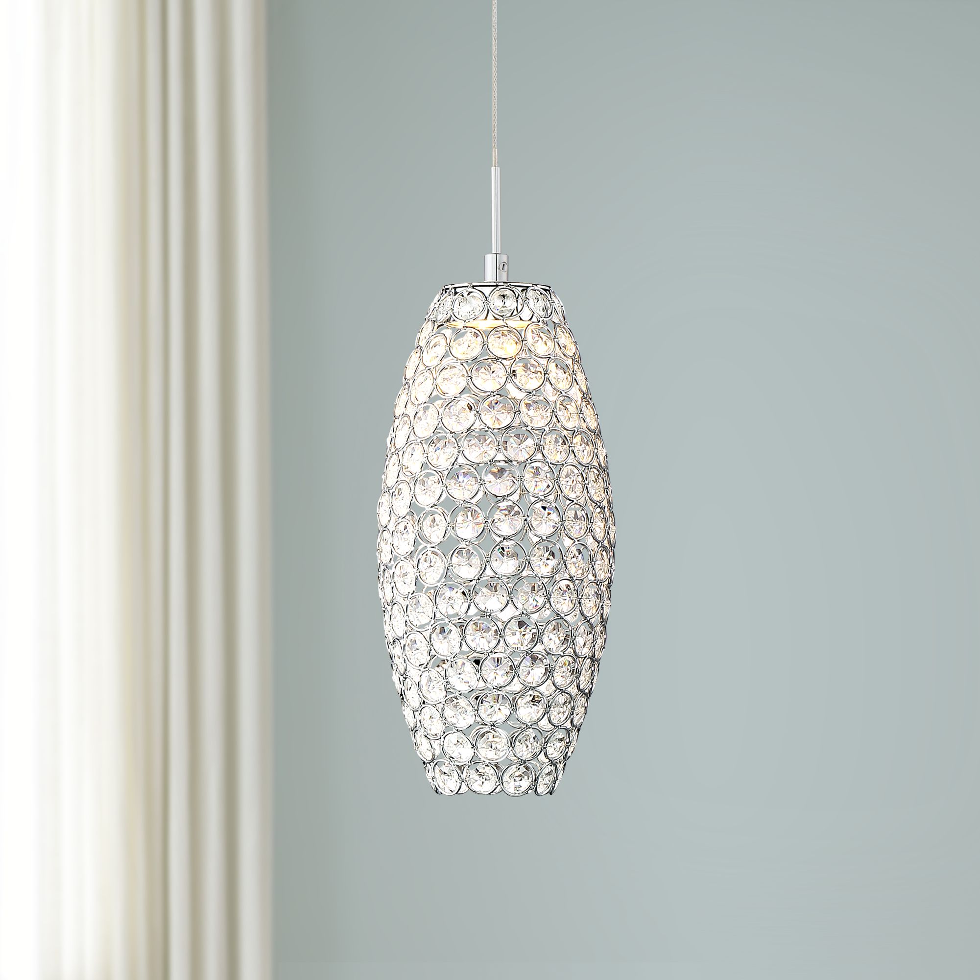 Possini Euro Carlier 5 1/4"W Chrome LED Crystal Mini Pendant