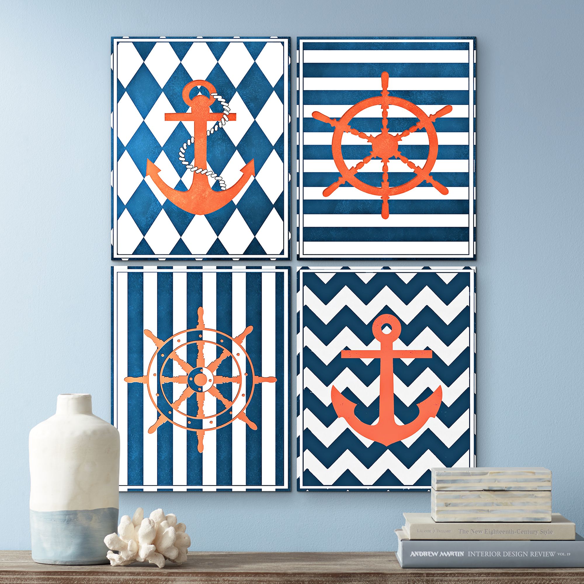 Seafaring 4-Piece 16"x20" Framed Wall Art Set