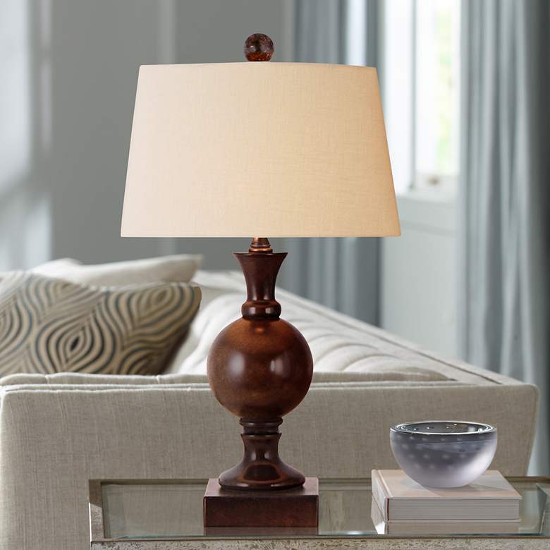Jade Sphere 18&quot; High Small Bronze Table Lamp