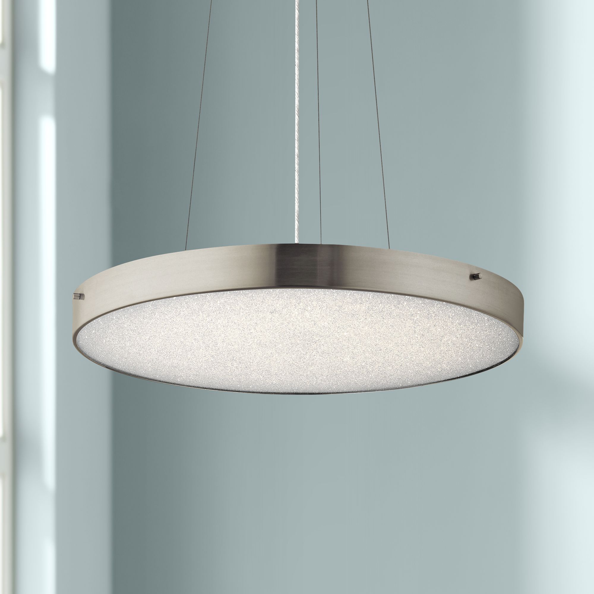 Elan Crystal Moon 24"W LED Brushed Nickel Pendant Light