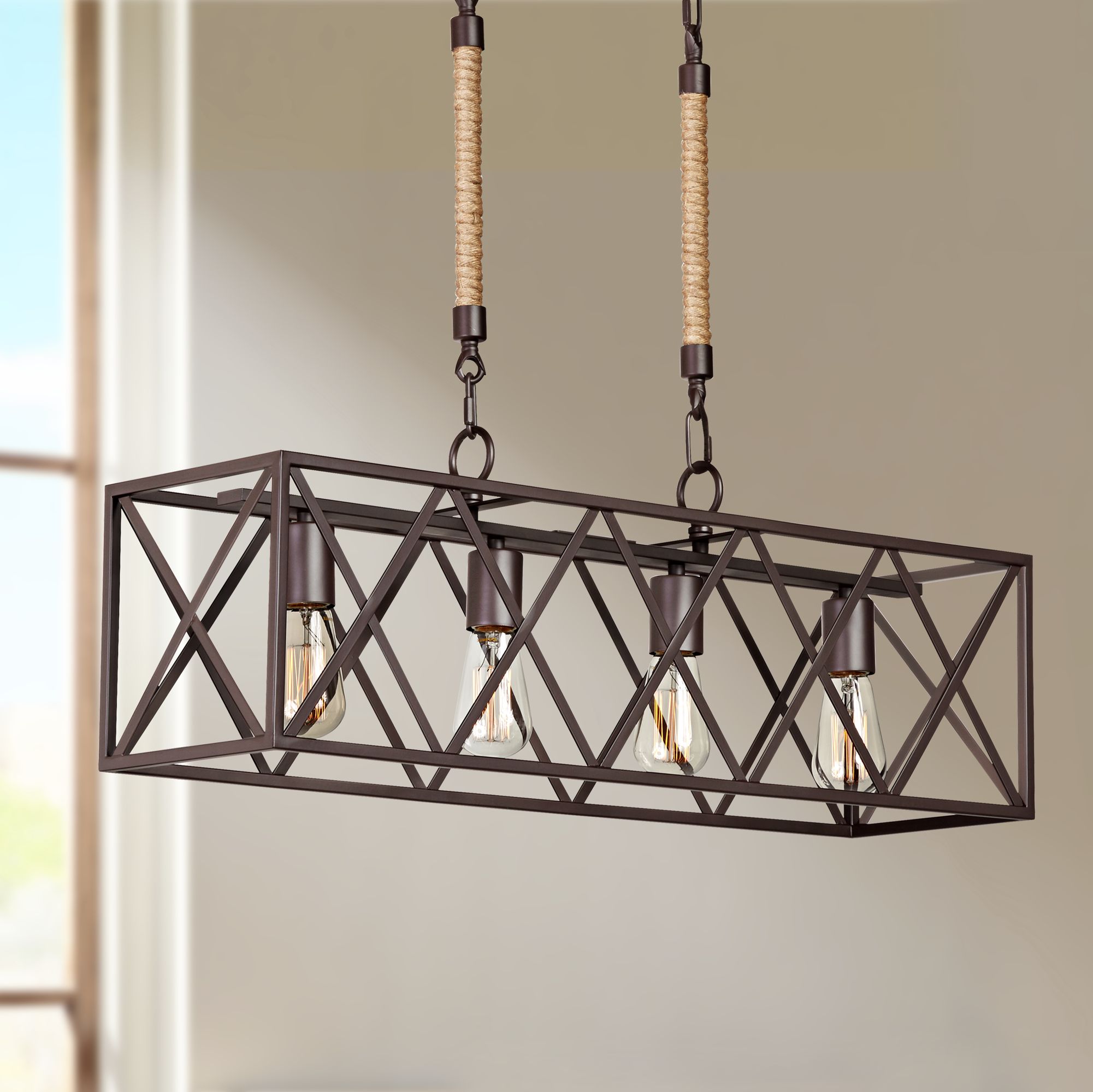 Barron 29 1/4" Wide Bronze Kitchen Island Light Chandelier