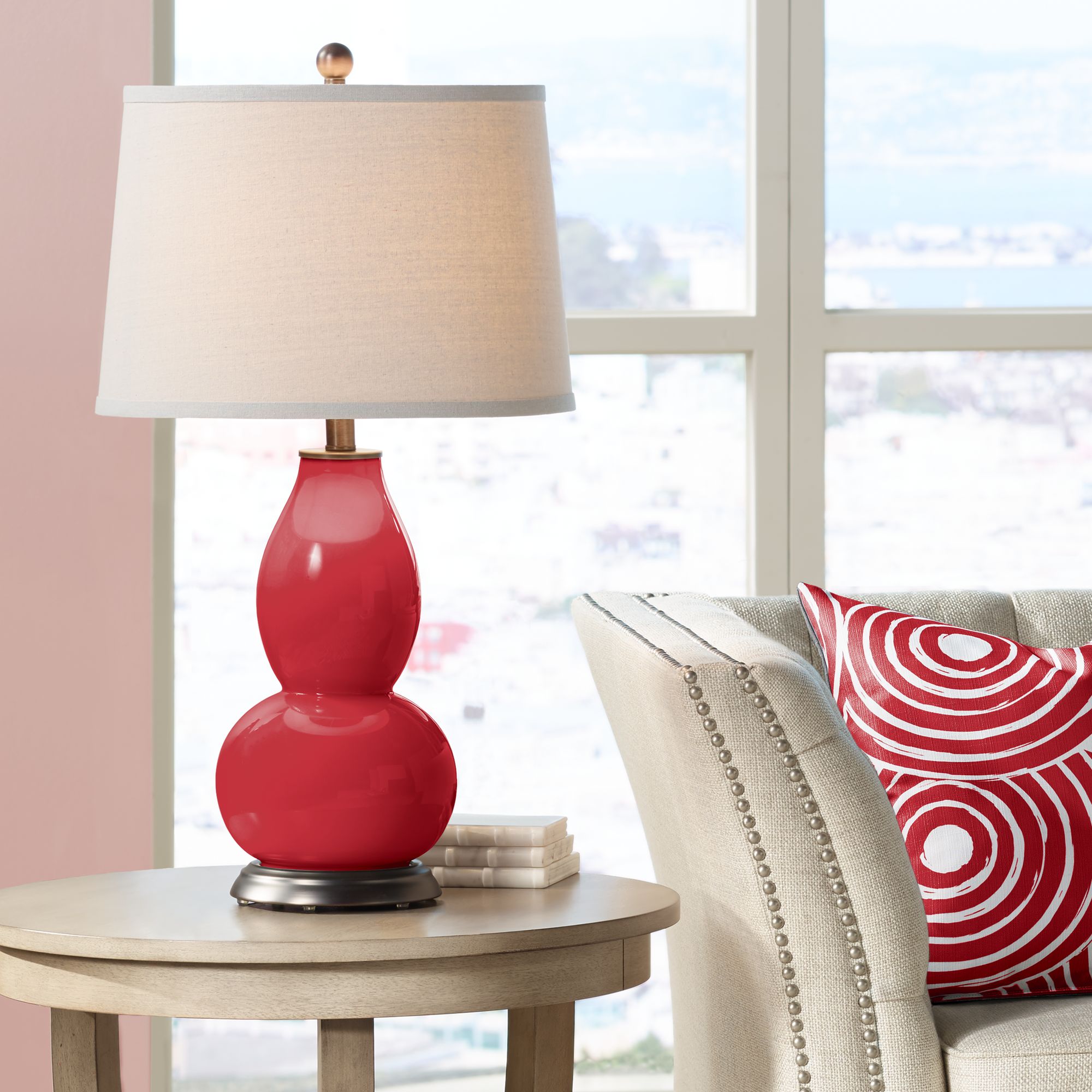 Ribbon Red Double Gourd Table Lamp