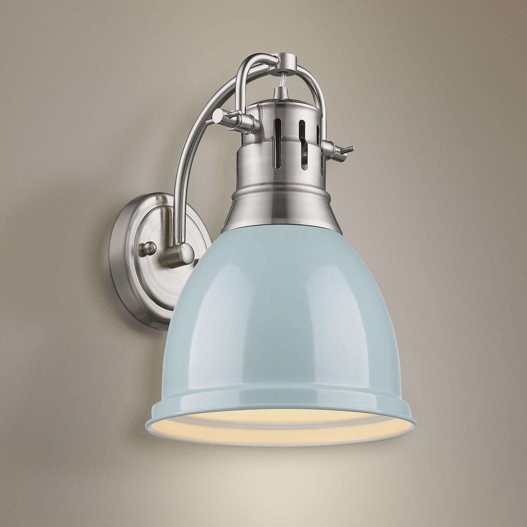 Duncan 13" High Gloss Seafoam Shade Pewter Wall Sconce