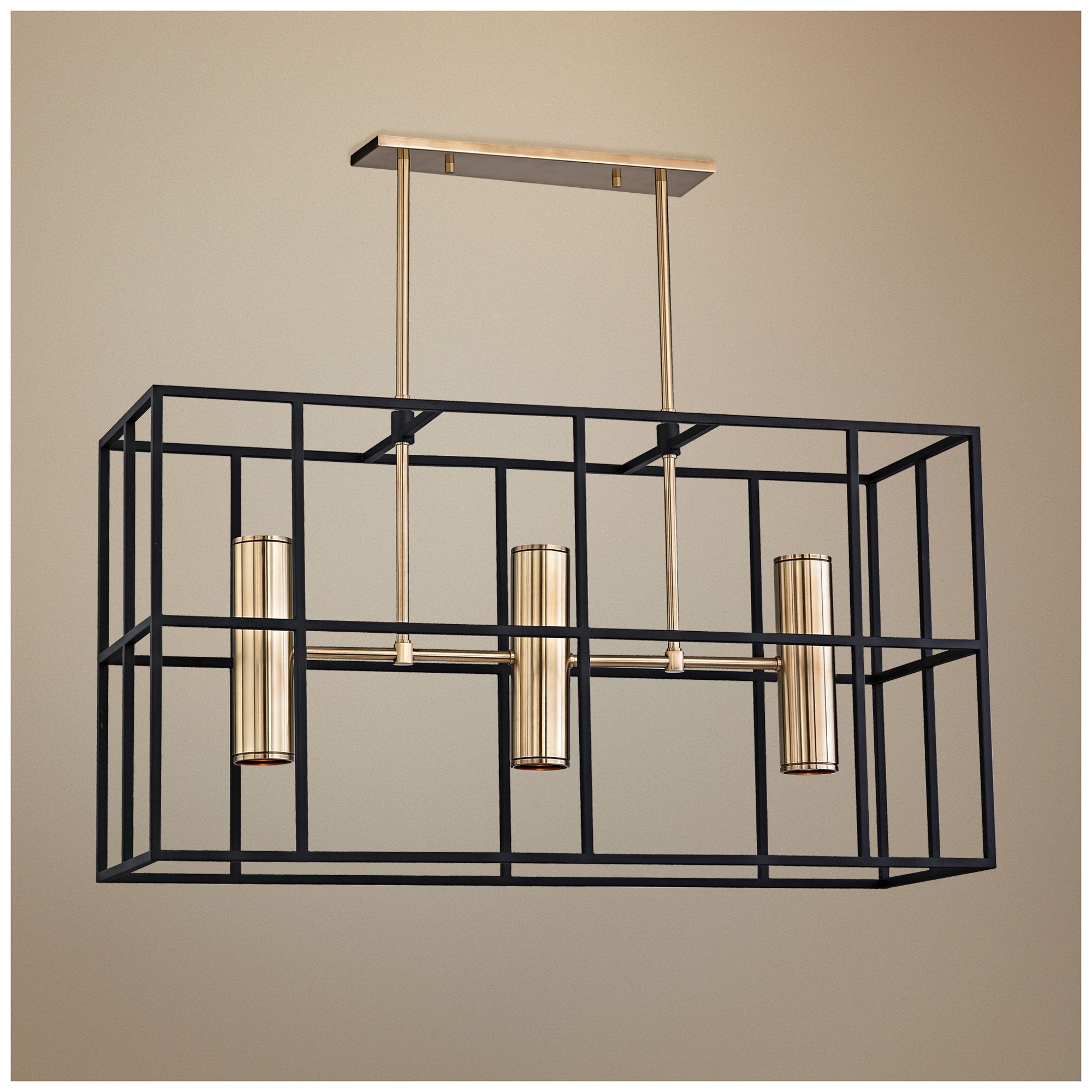 Lagrange 13 3/4"W Brass Black Kitchen Island Light Pendant