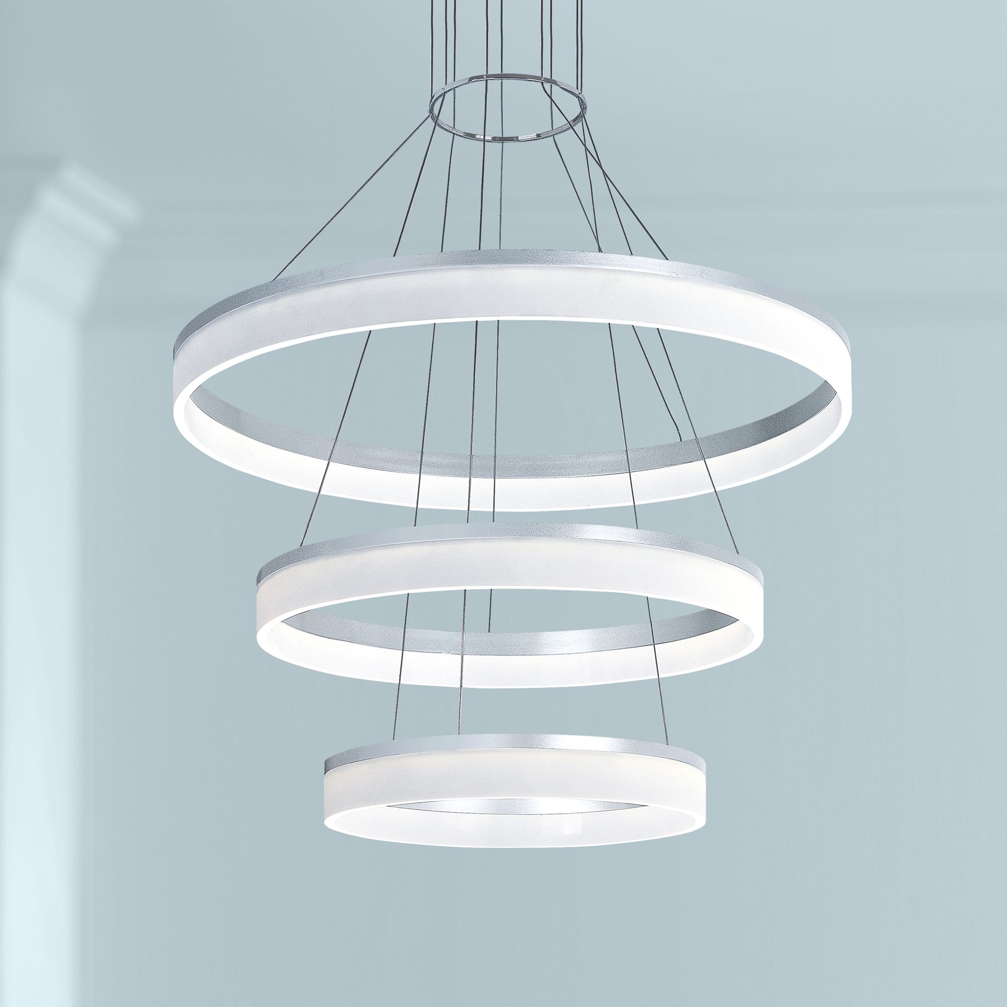 ET2 Saturn 31 3/4"W Metallic Silver LED Multi Light Pendant