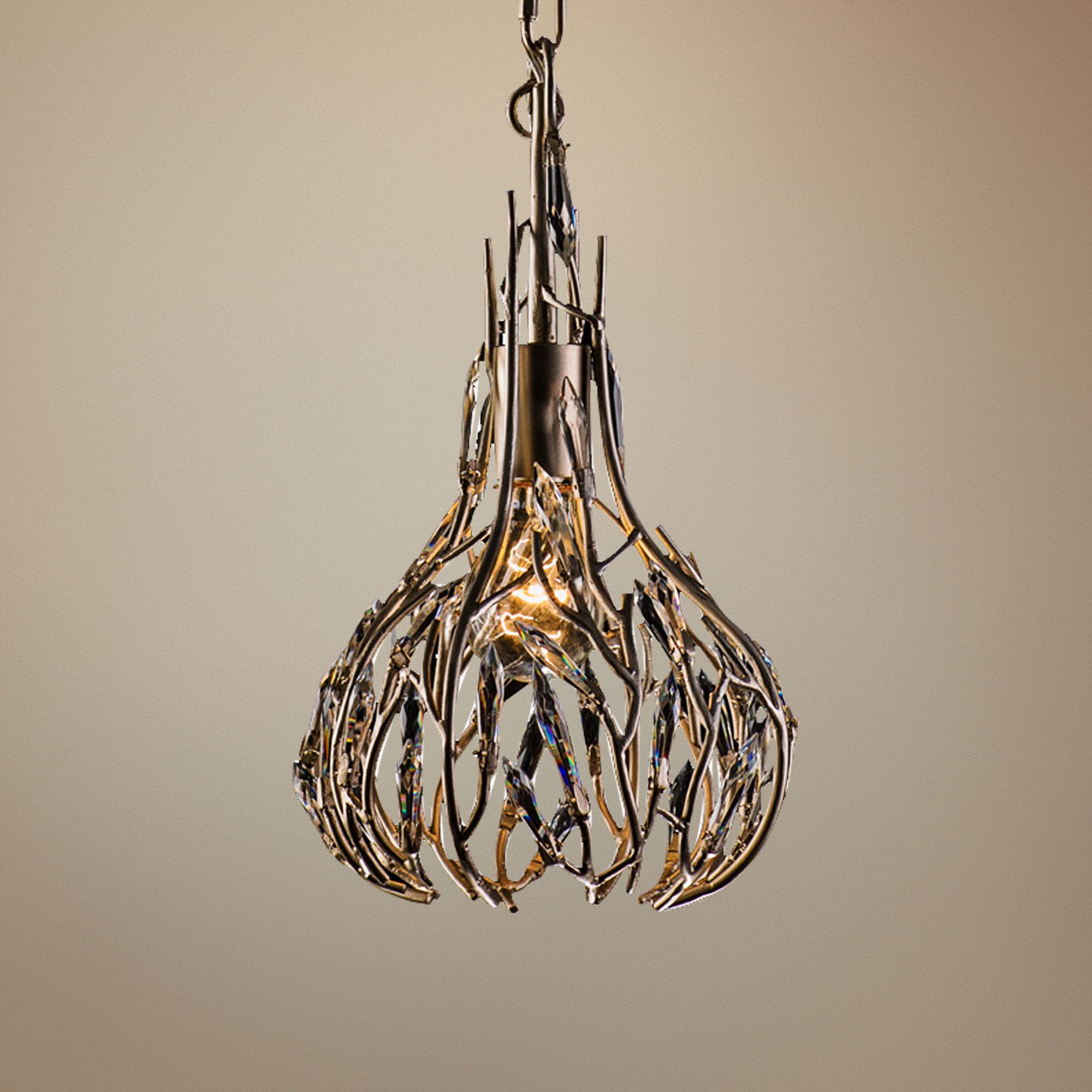 Varaluz Bask 8" Wide Gold Dust Crystal Mini Pendant