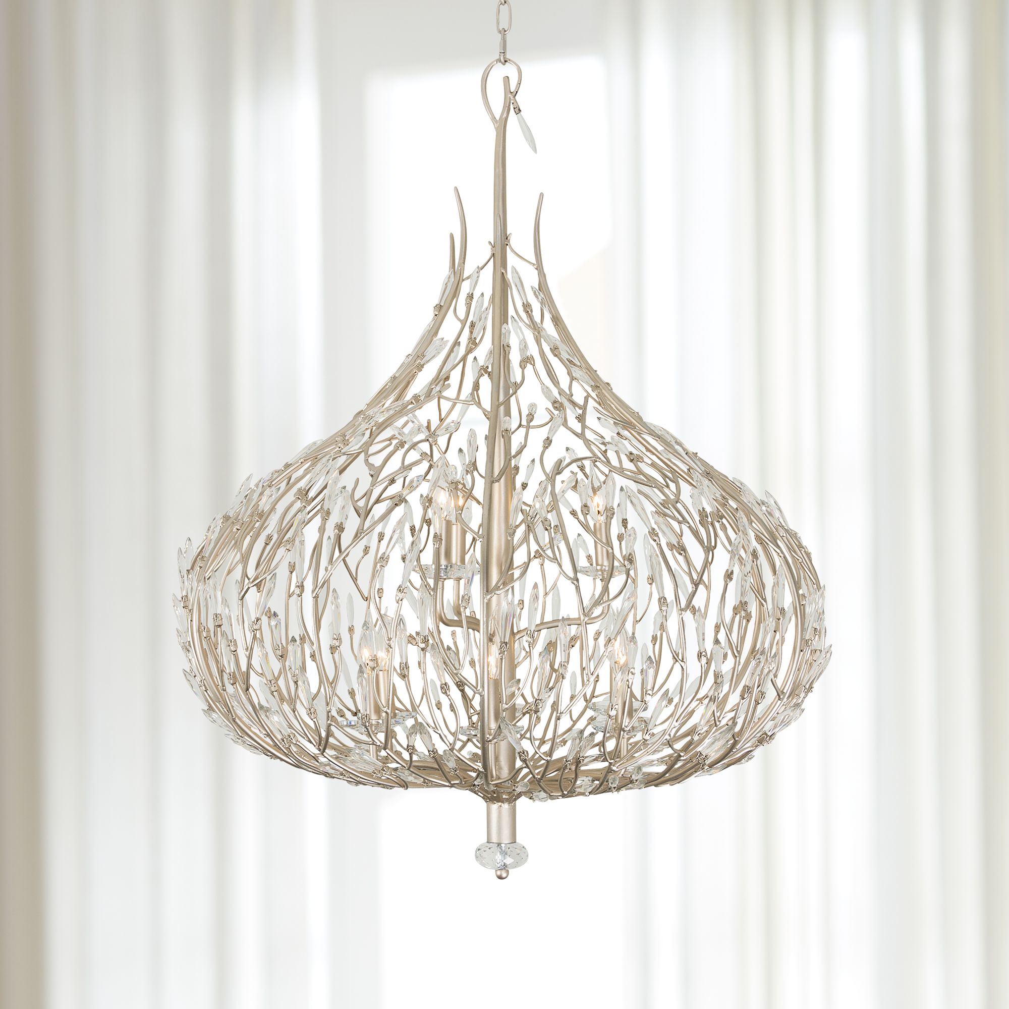 Varaluz Bask 32" Wide Gold Dust Crystal Pendant Light