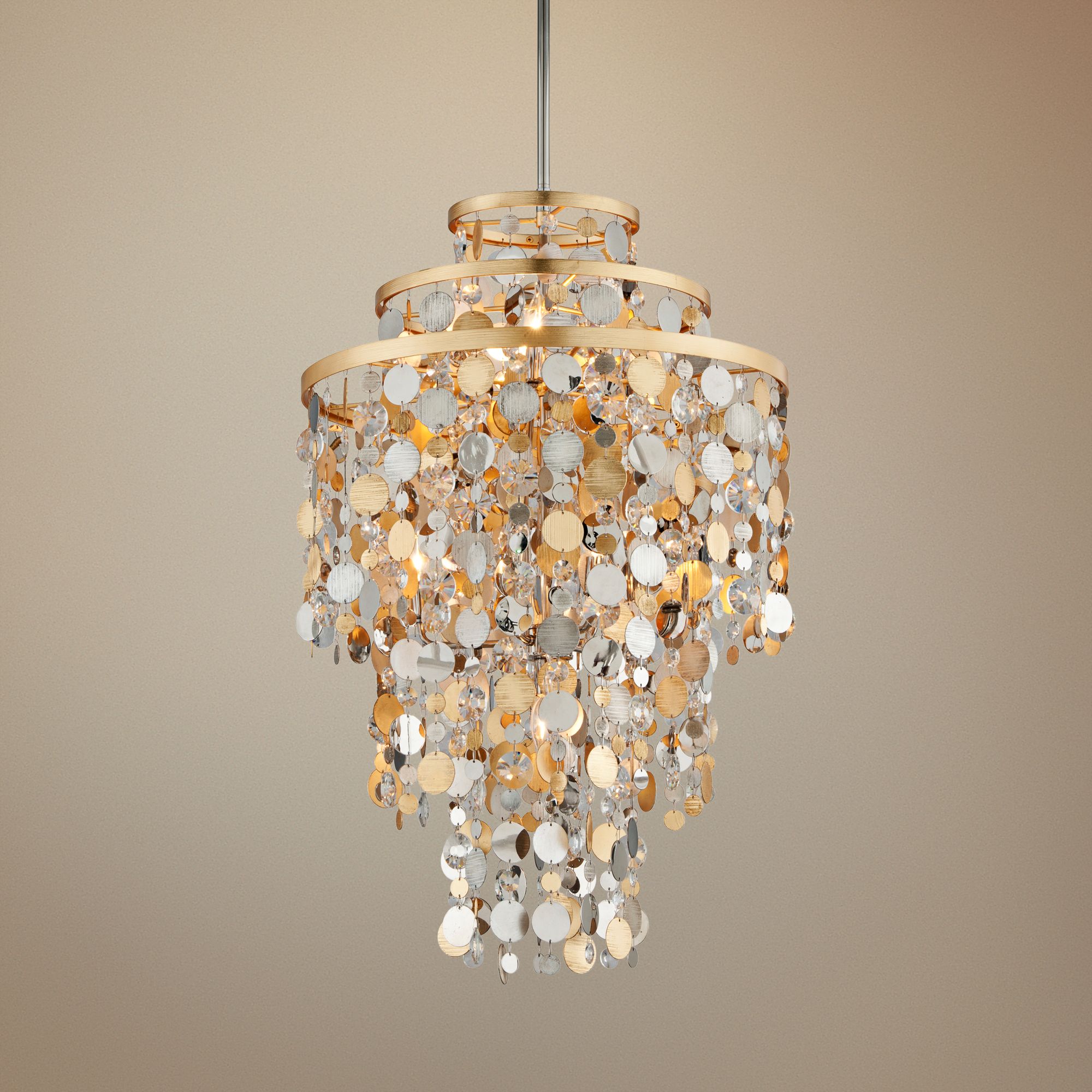 Corbett Ambrosia 24" Wide Gold and Silver Leaf Pendant Light