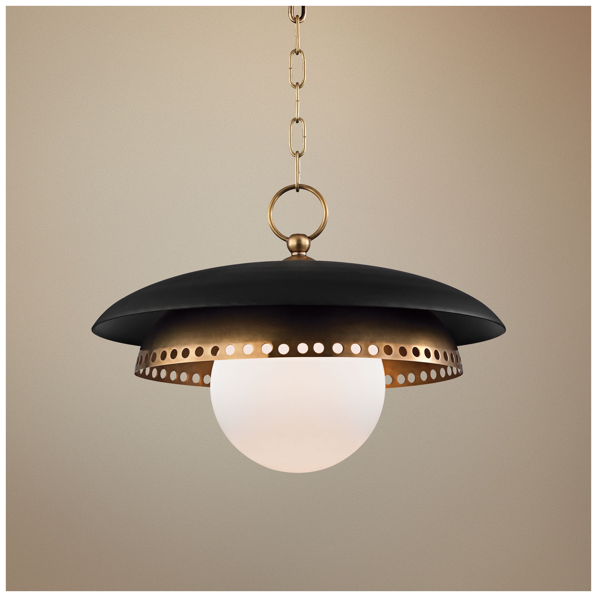 Herikimer 17 1/2" Wide Aged Brass and Black Pendant Light