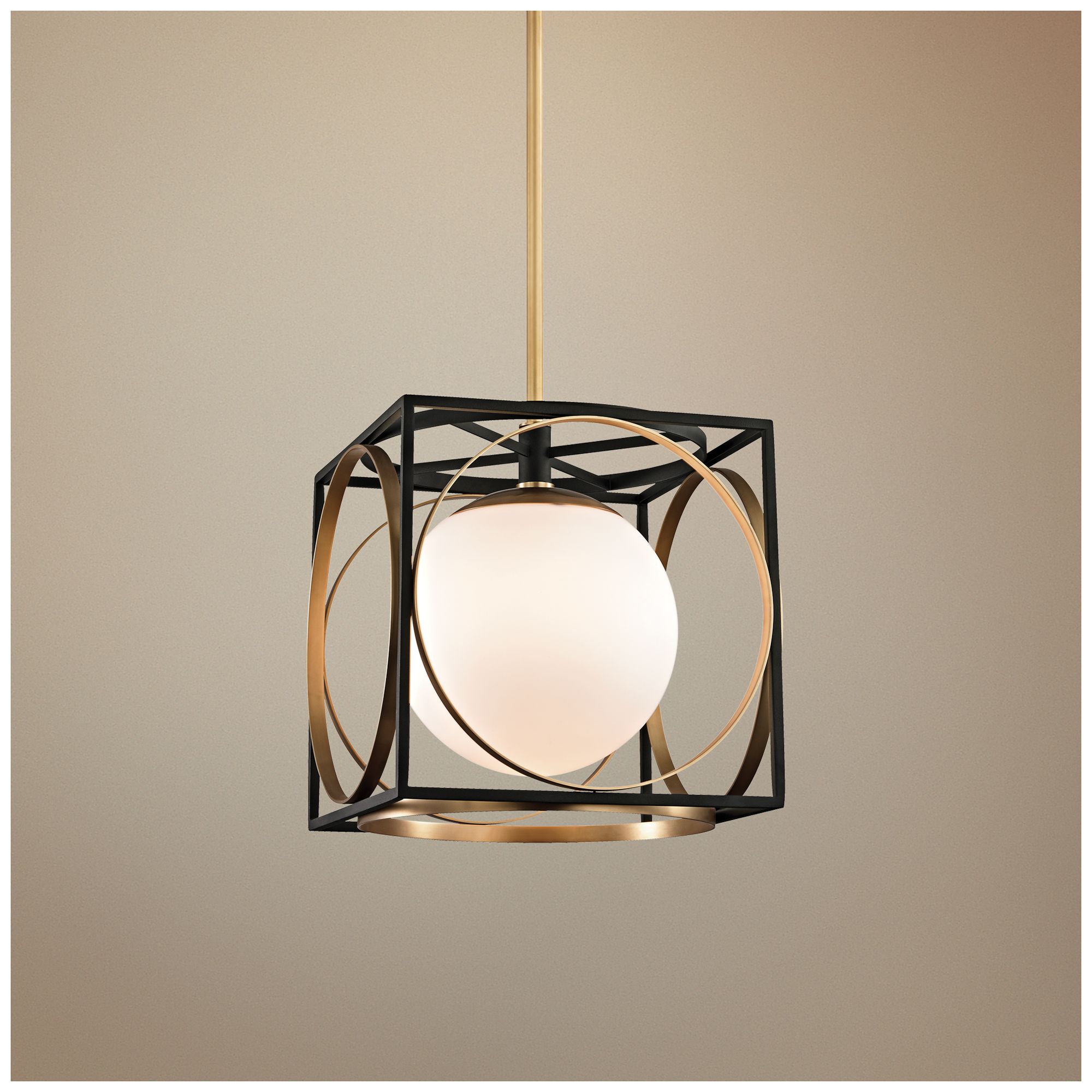 Wadsworth 13 1/2" Wide Aged Brass and Black Pendant Light