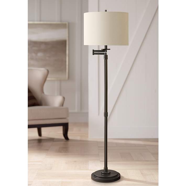 Pollard Bronze Swing Arm Floor Lamp, Transitional Floor Lamps