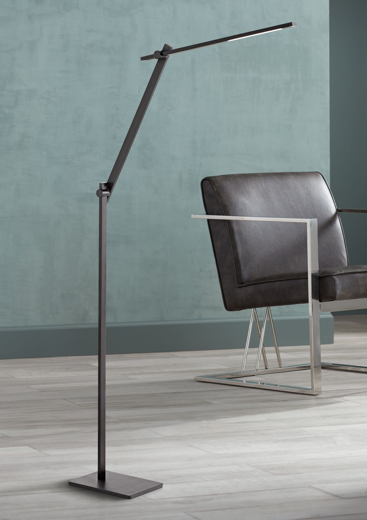Possini Euro Barrett Anodized Black LED Floor Lamp