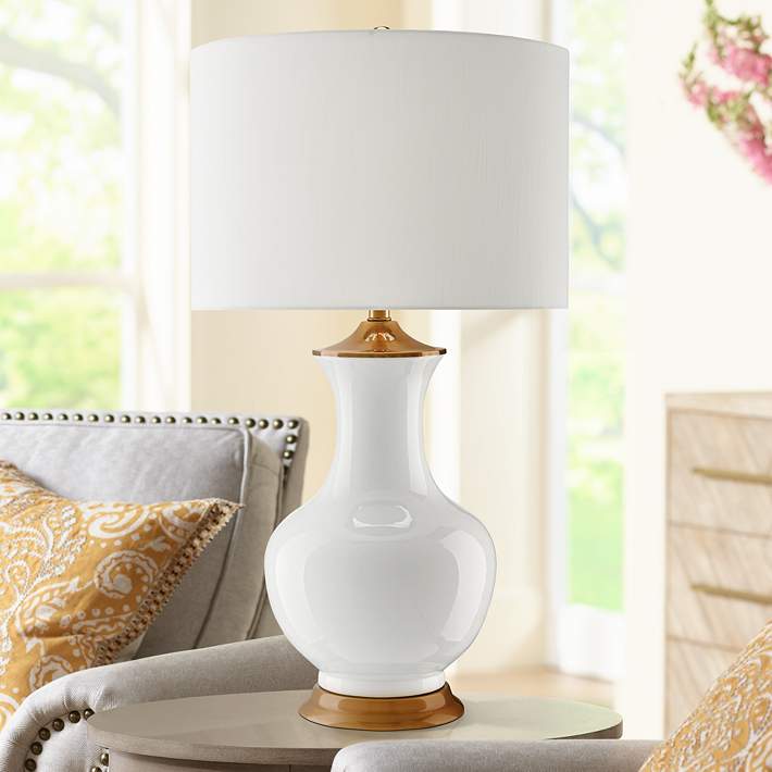 Company Lilou White Ceramic Table Lamp, Currey And Company Table Lamps