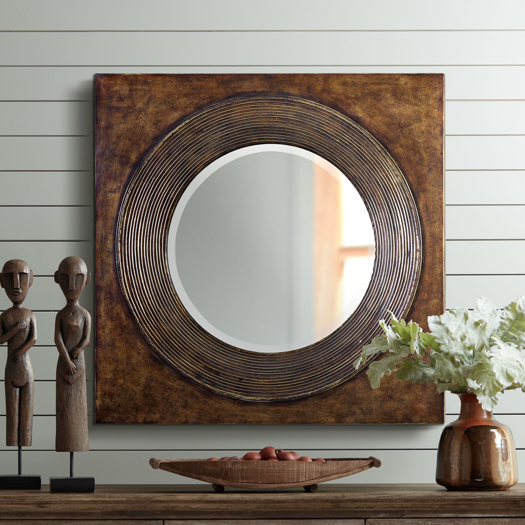 Uttermost Eason Golden Bronze 36" Square Wall Mirror
