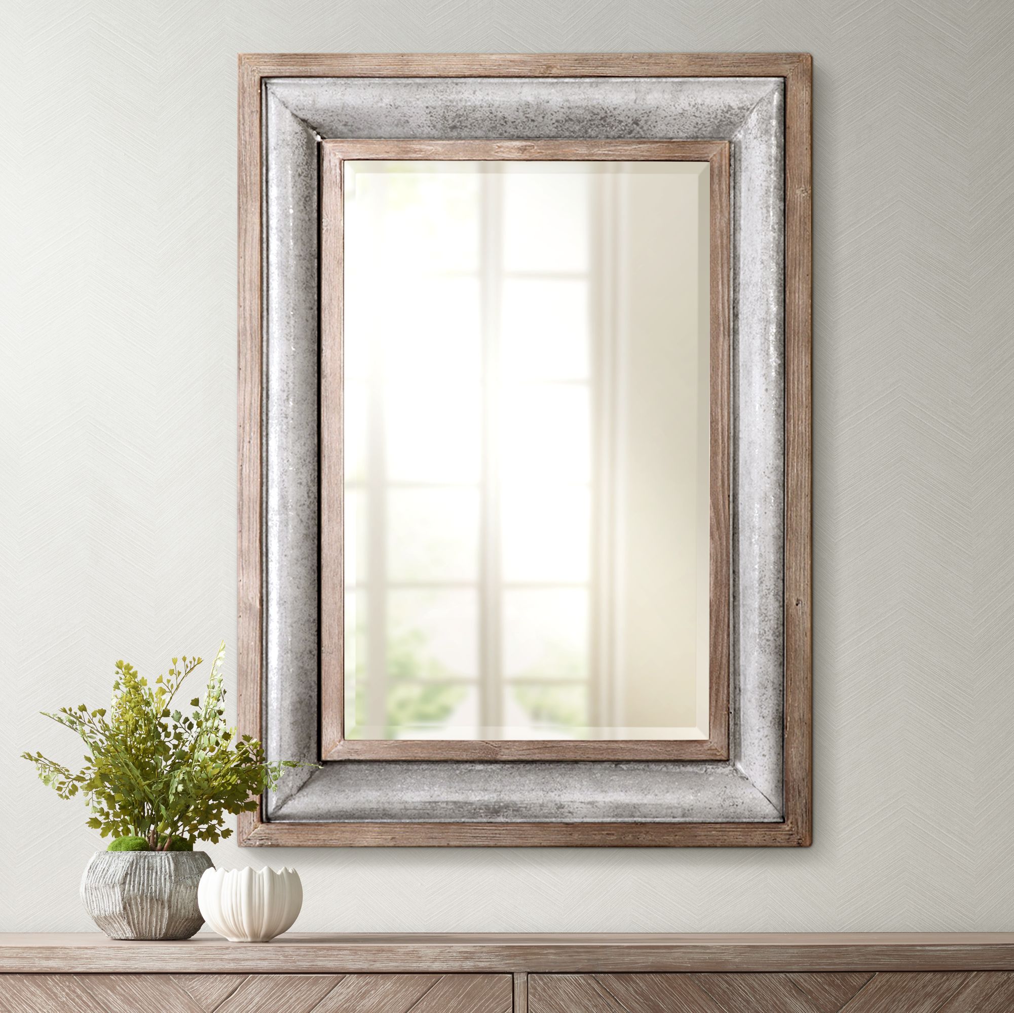 Uttermost Selden Galvanized Steel 33" x 45" Wall Mirror