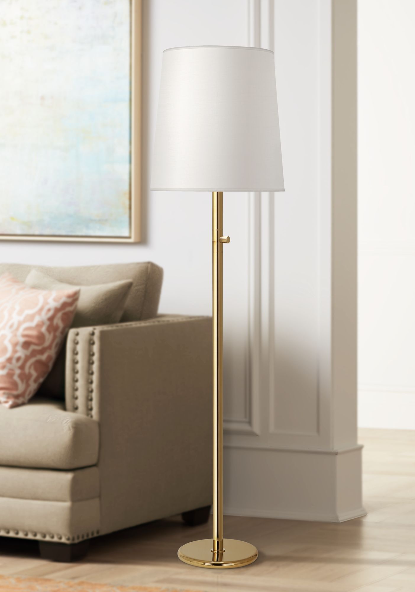 Robert Abbey Buster Chica Ascot Shade Brass Floor Lamp 9r647