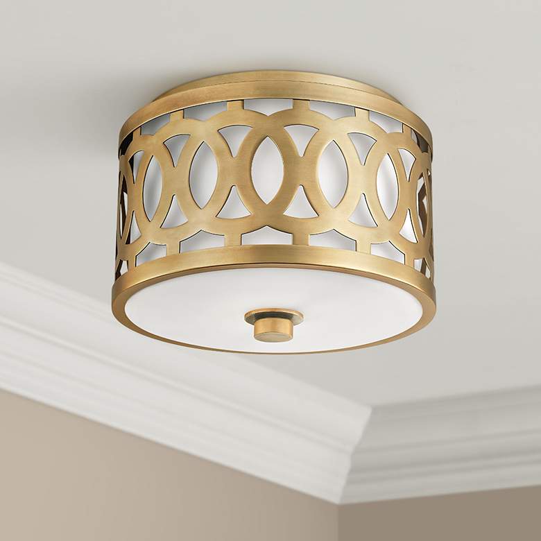 Hudson Valley Genesee 10&quot; Wide Aged Brass Ceiling Light