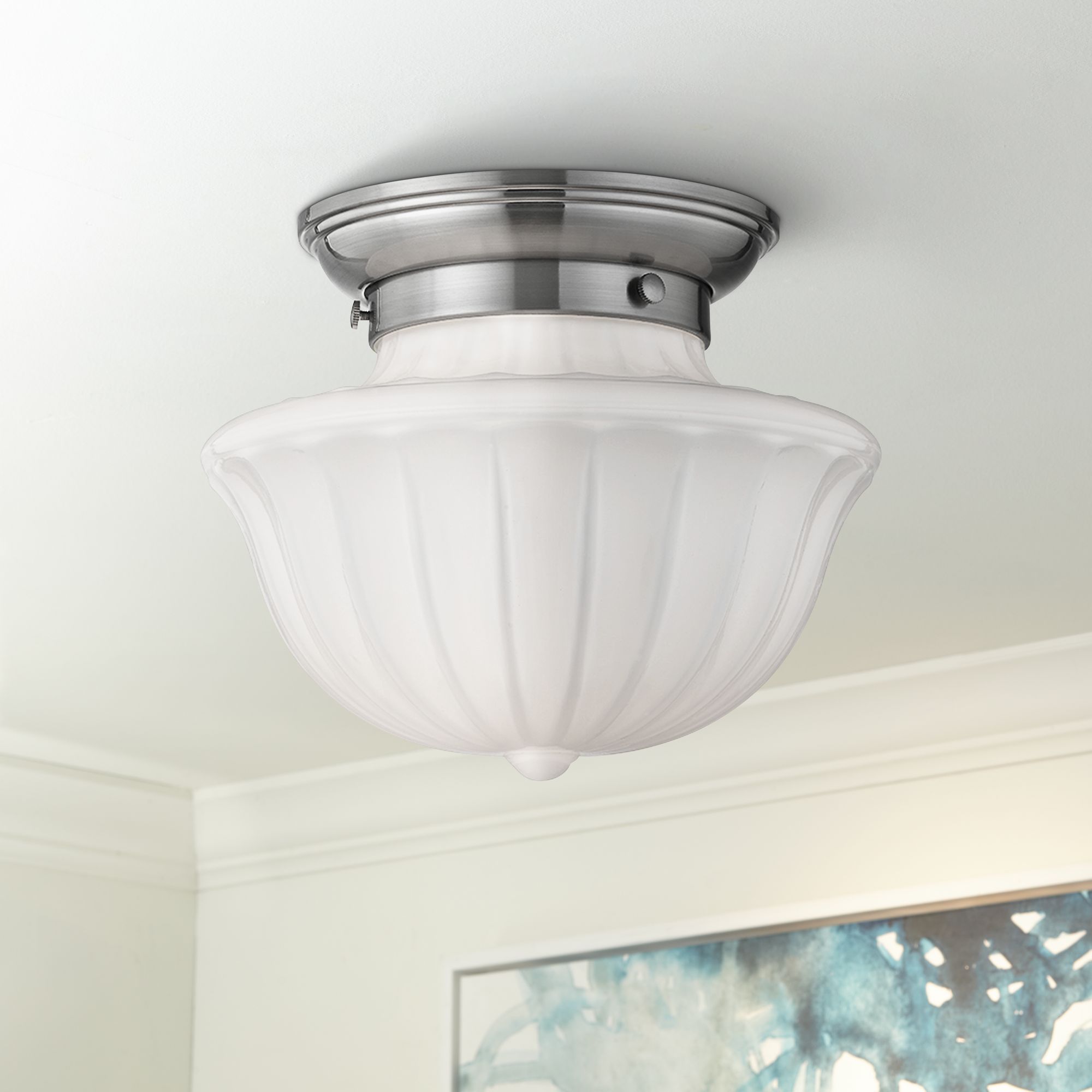 Hudson Valley Dutchess 9" Wide Satin Nickel Ceiling Light