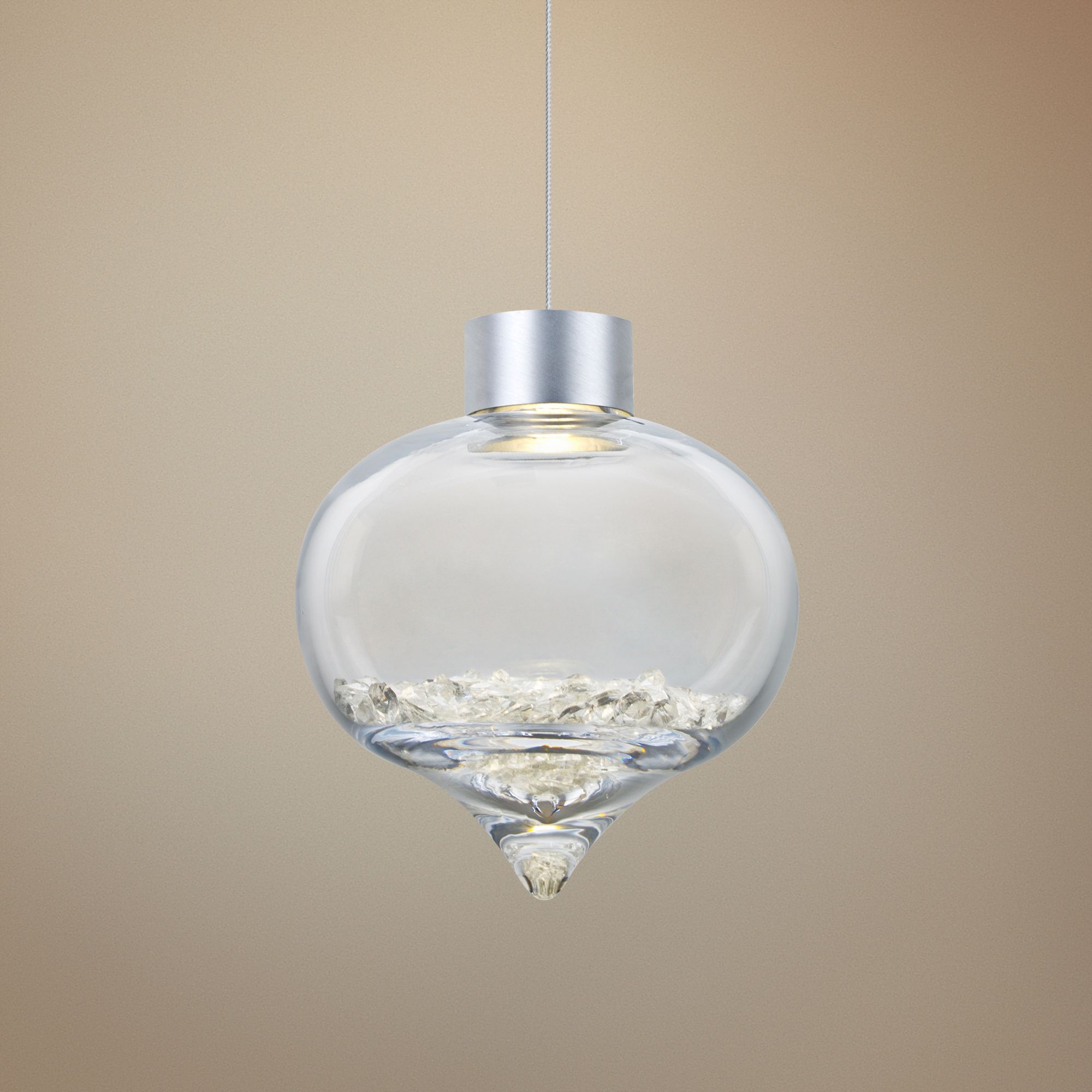 Besa Terra 8" Wide Satin Nickel LED Mini Pendant