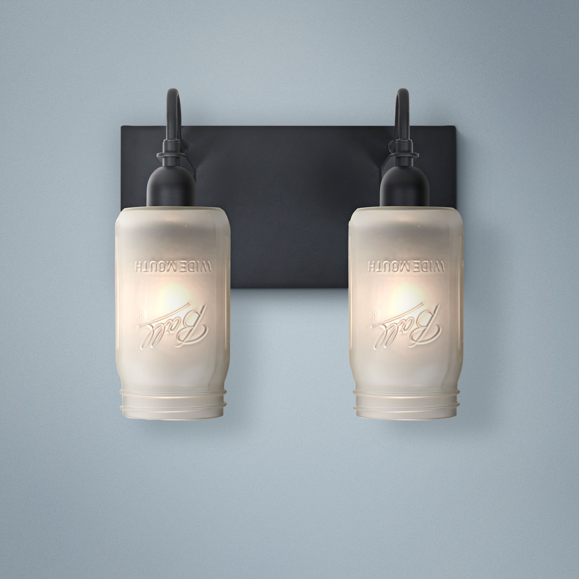 Besa Milo 10 3/4"H 2-Light Black White Frost Bath Light