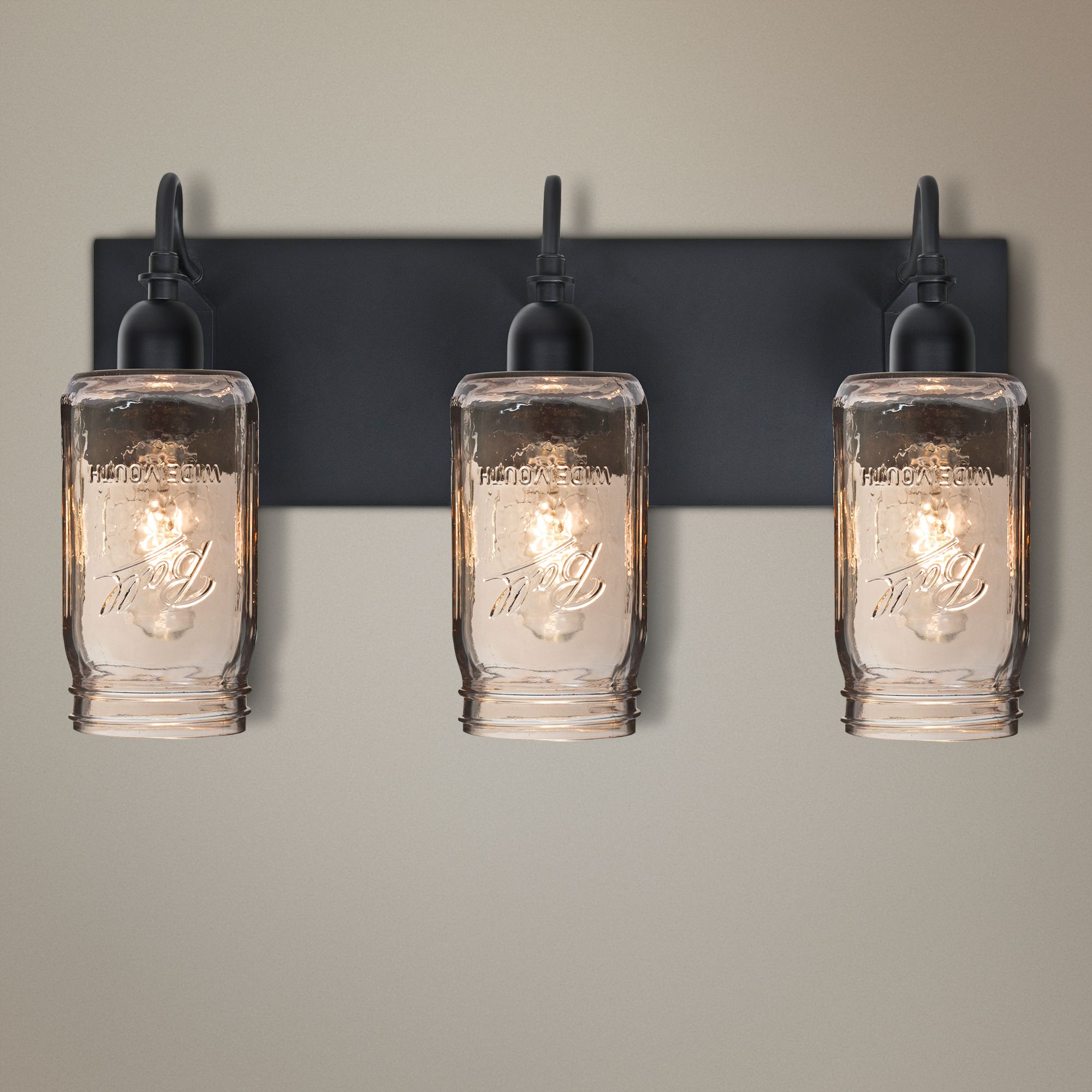 Besa Milo 20"W 3-Light Black Smoke Bath Light