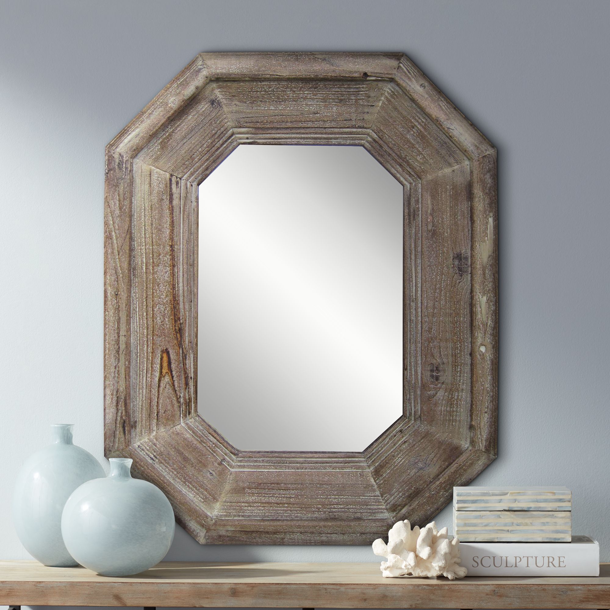 Sawyer Wood 28" x 36 1/2" Octagonal Wall Mirror