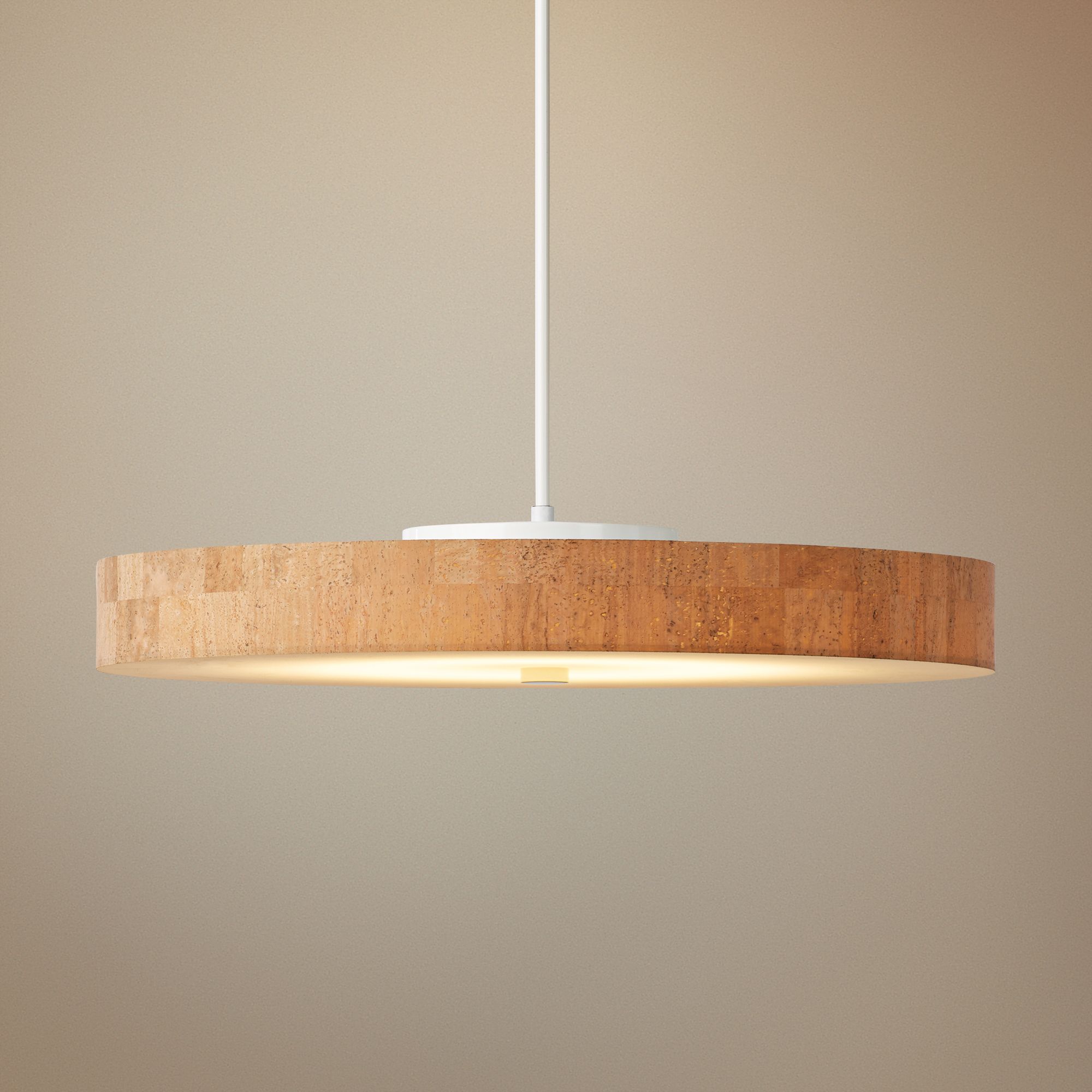Hubbardton Forge Disq LED 23"W Cork-White Pendant Light