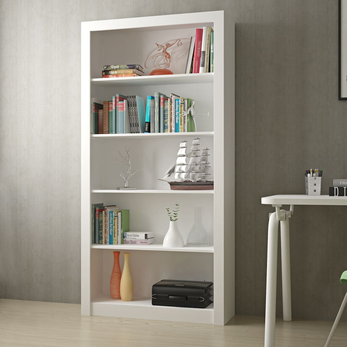 Accentuations Olinda 1.0 White 5-Shelf Bookcase