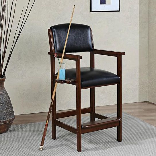Spectator 28" Suede Wood Bonded Black Leather Bar Chair