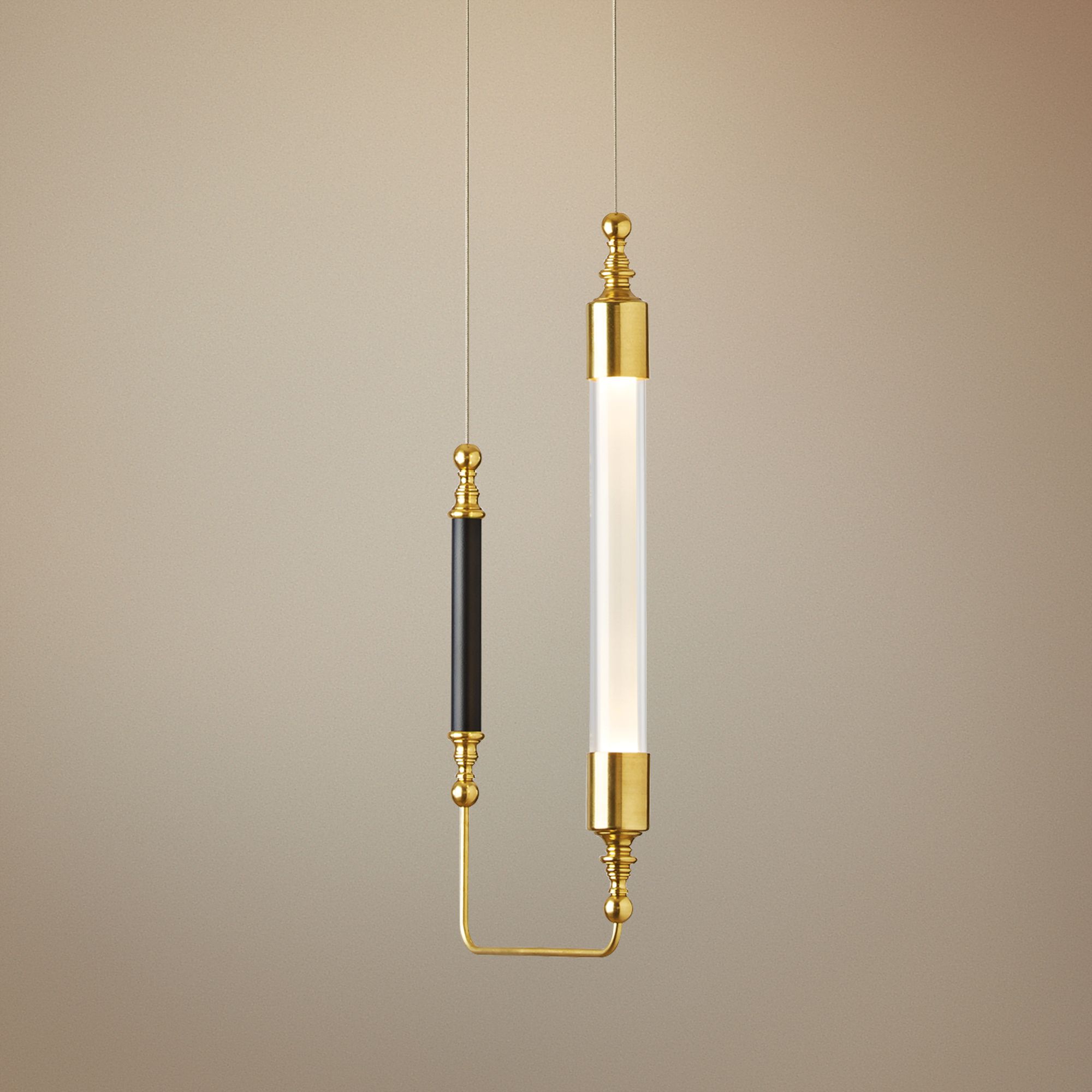 Otto 10 1/2" Wide Brass with Black Vertical Mini Pendant