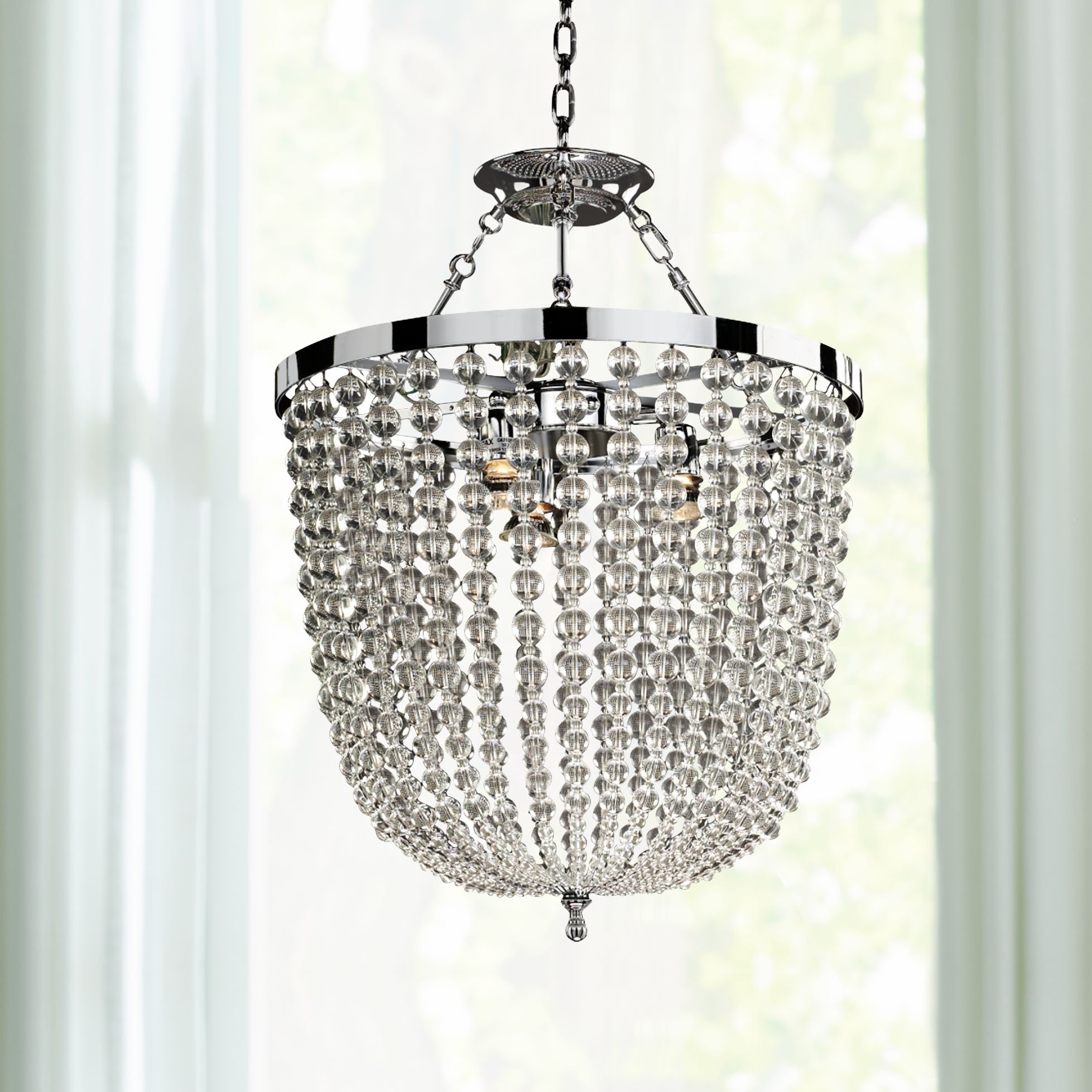 Arcadia 19" Wide Chrome and Crystal Dual-Mount Chandelier