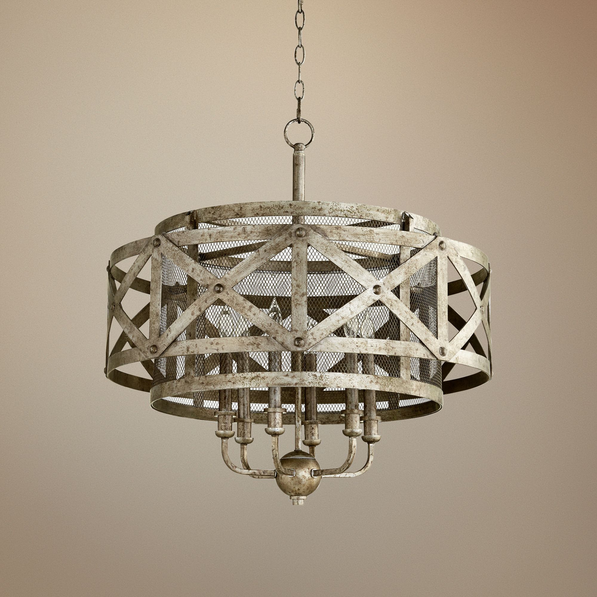 Byzantine 26 1/2"W Graphite 6-Light Double Drum Pendant