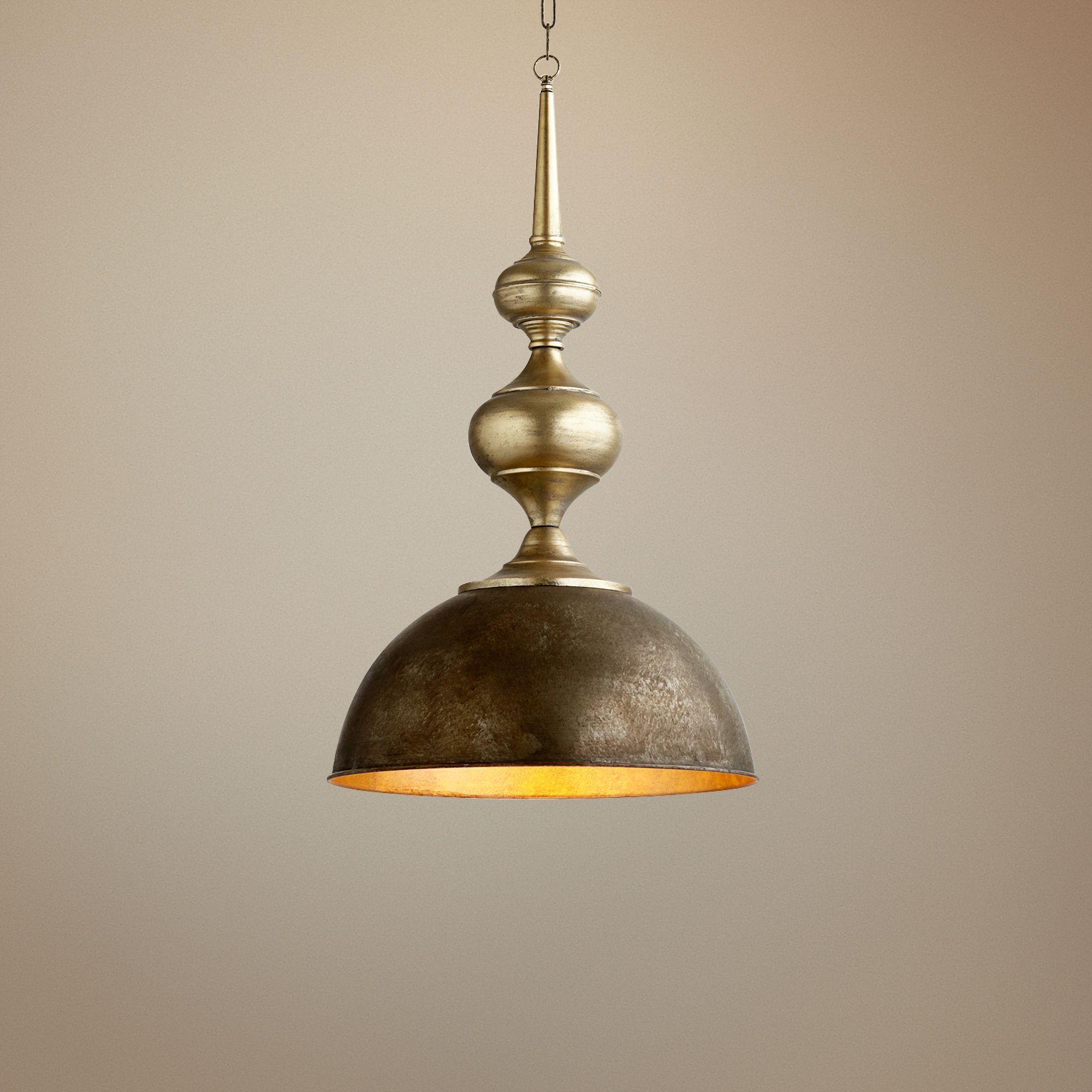 Helen 21" Wide Matte Bronze Bowl and Spire Pendant Light