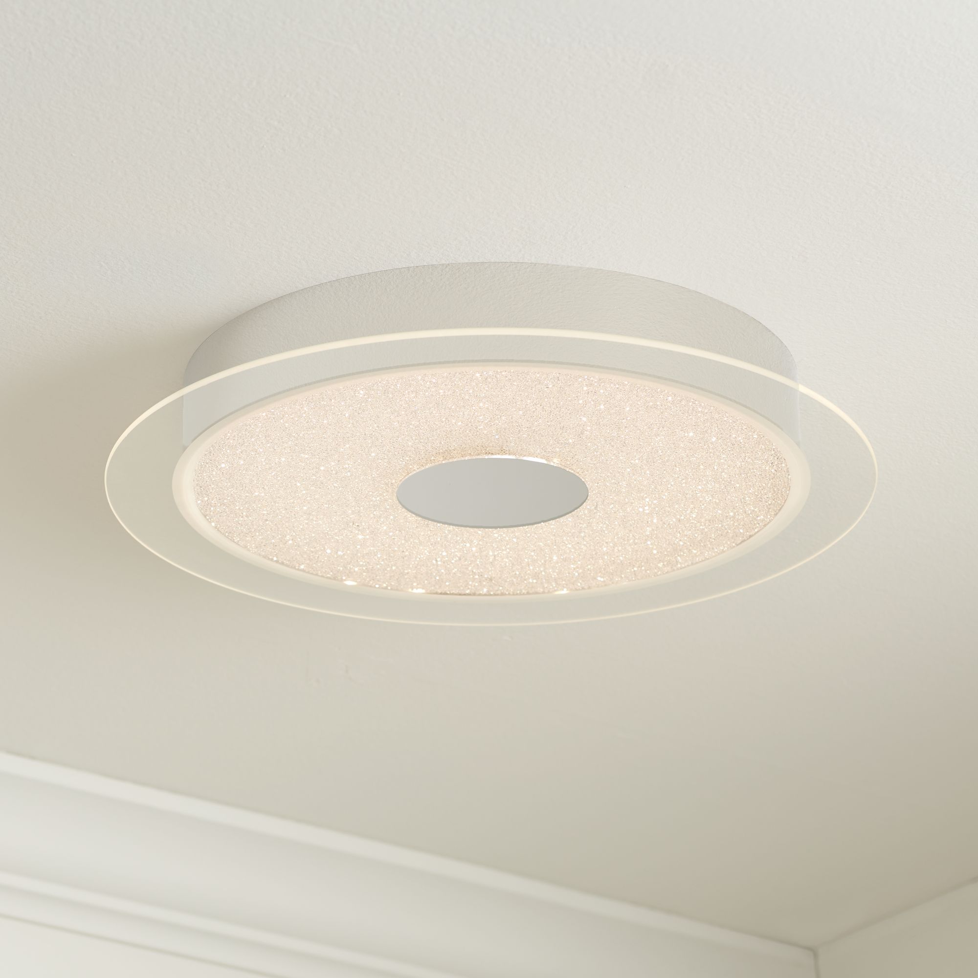 Possini Crystal Sand 16" Wide LED Chrome Ceiling Light