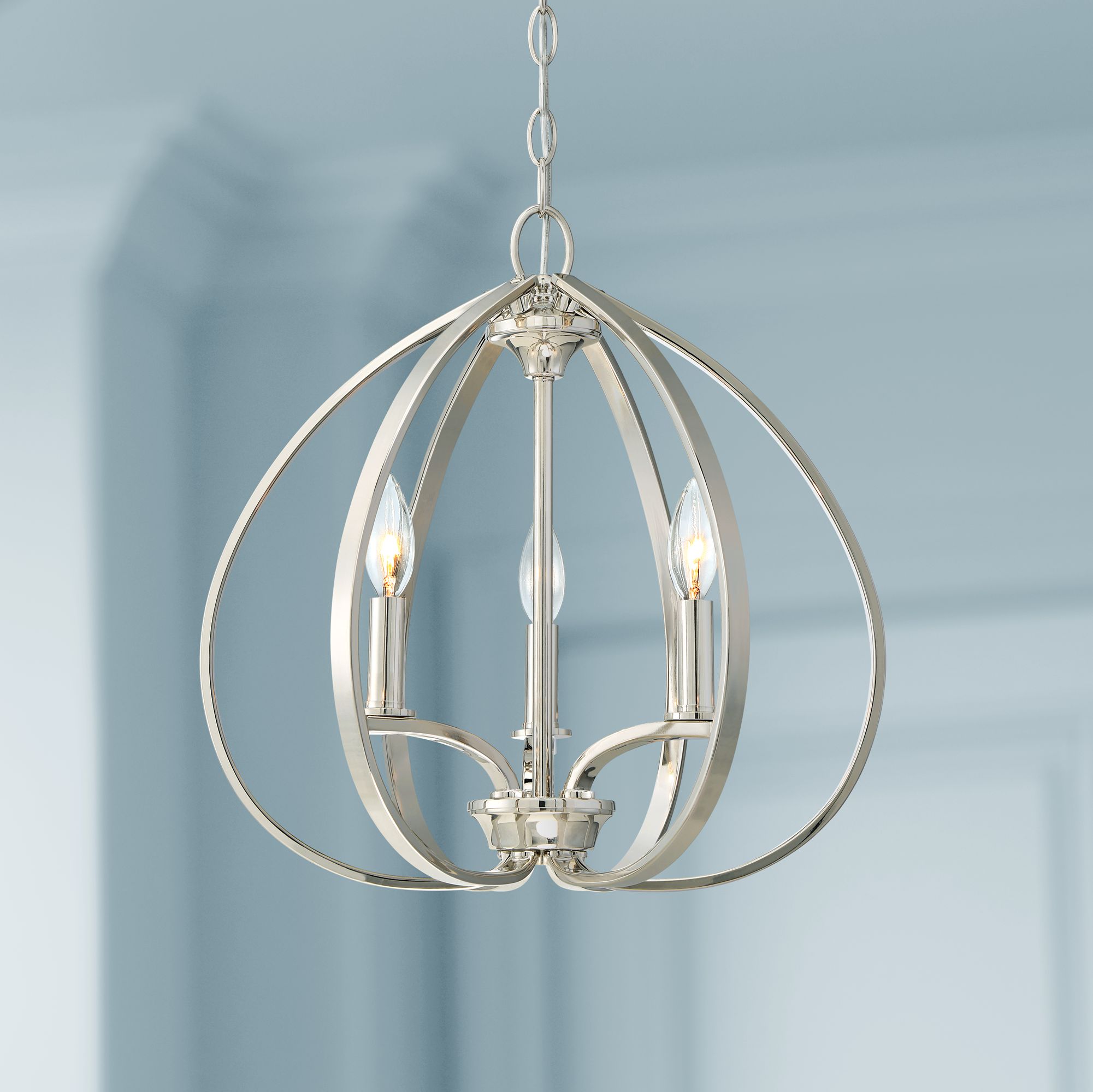 Tilbury 16 1/2" Wide Polished Nickel 3-Light Foyer Pendant