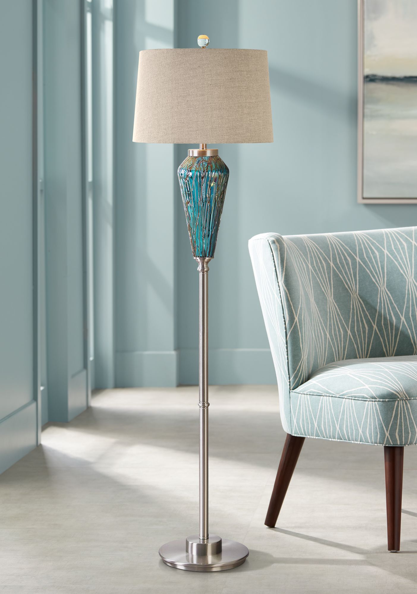 Uttermost Almanzora 67 1/4" High Brushed Nickel Floor Lamp 9W304