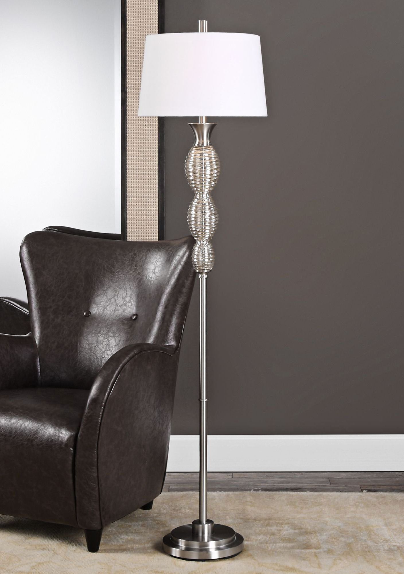 Uttermost Galatsi Antiqued Mercury Glass Floor Lamp 9w311