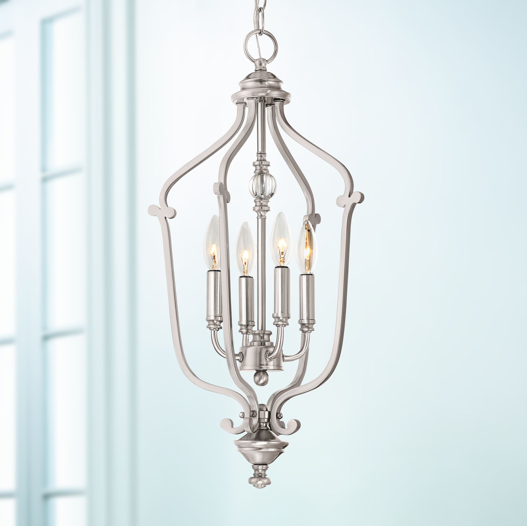 Savannah Row 13" Wide Brushed Nickel Foyer Pendant