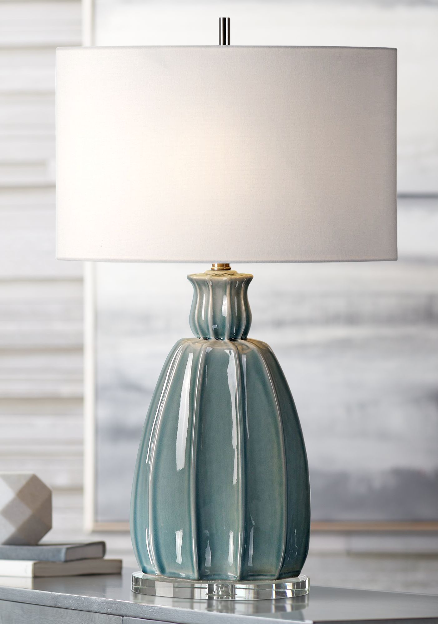 Uttermost Suzanette Sky Blue Crackle Ceramic Table Lamp