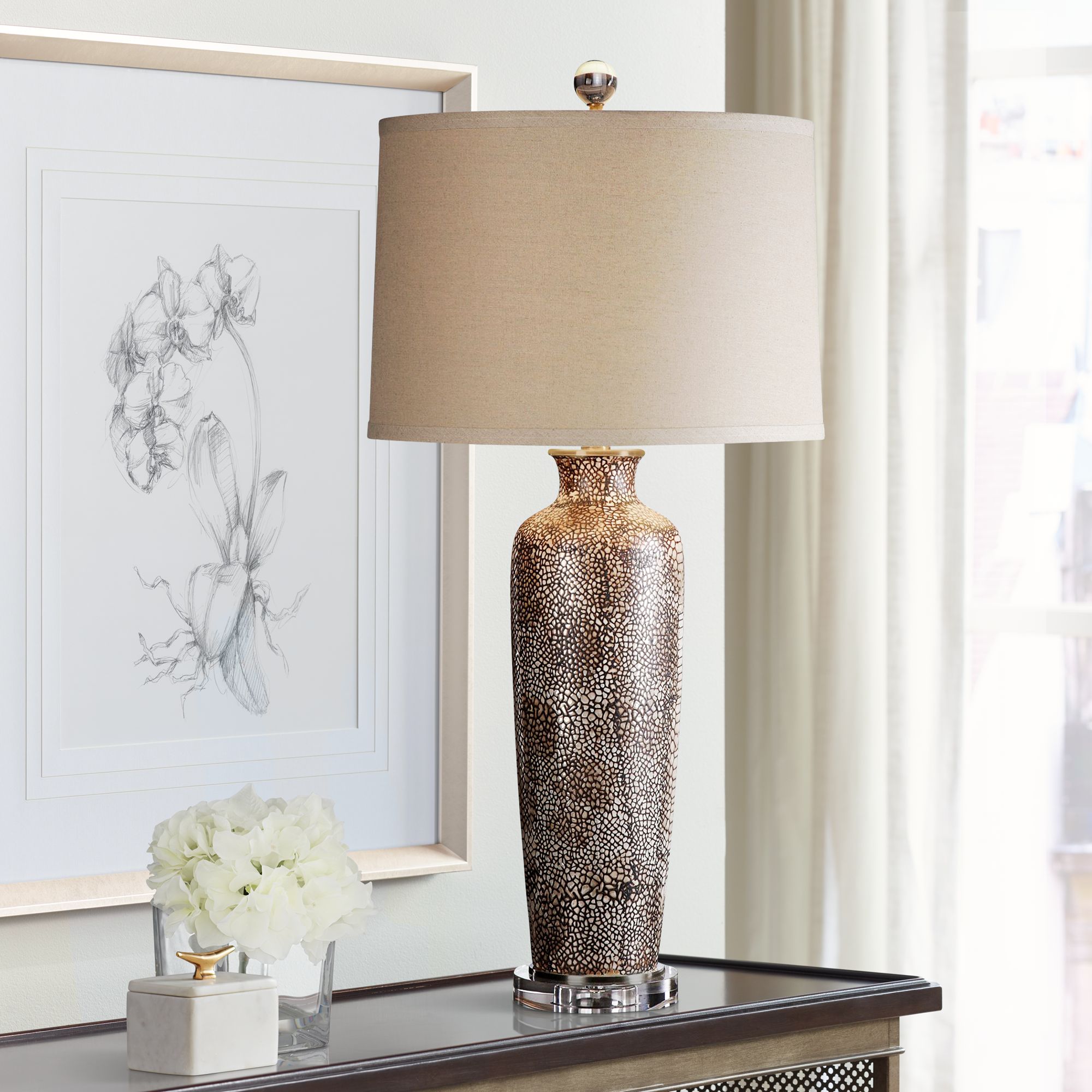Uttermost Reptila Rust-Brown Textured Ceramic Table Lamp