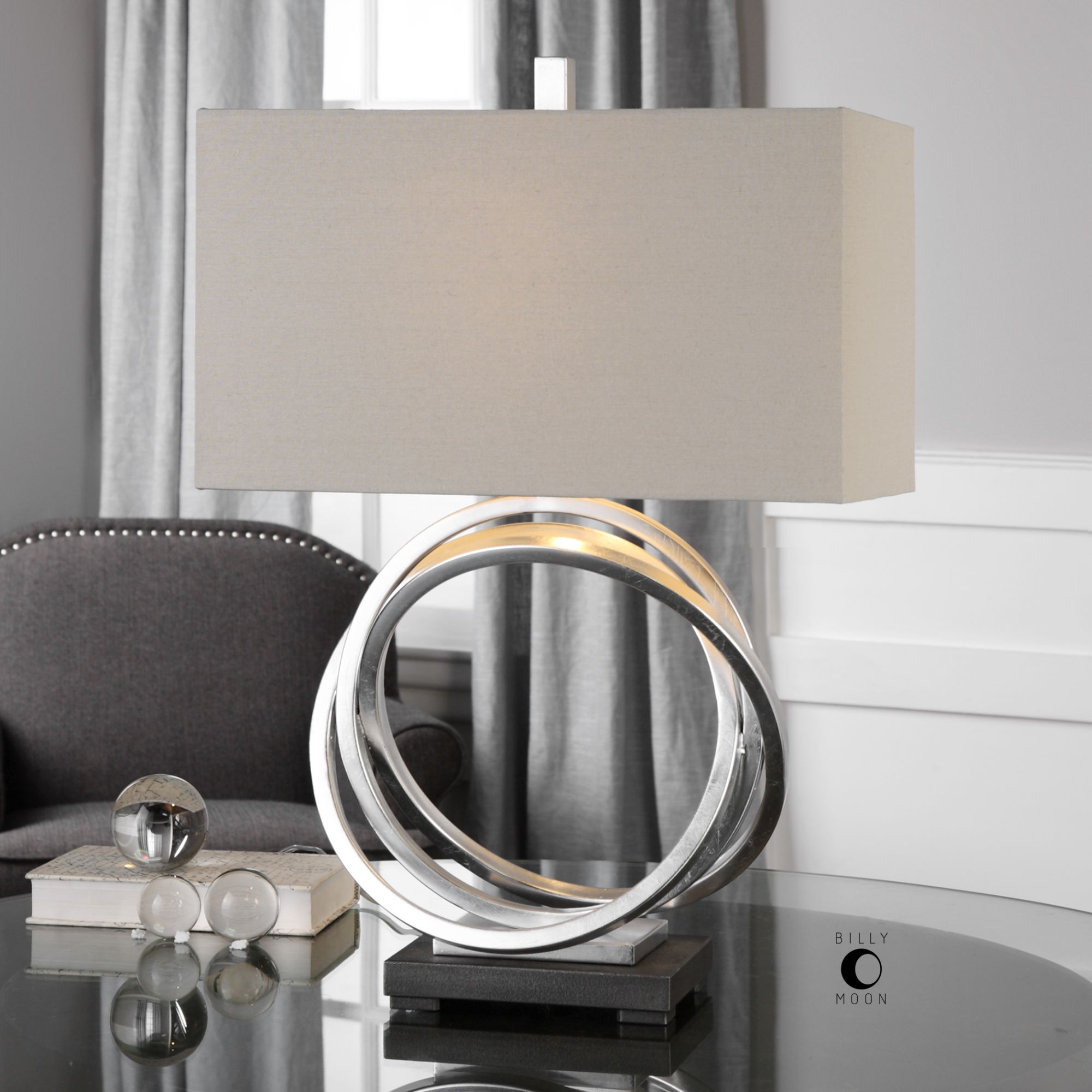 Uttermost Soroca Silver Leaf Metallic Rings Table Lamp