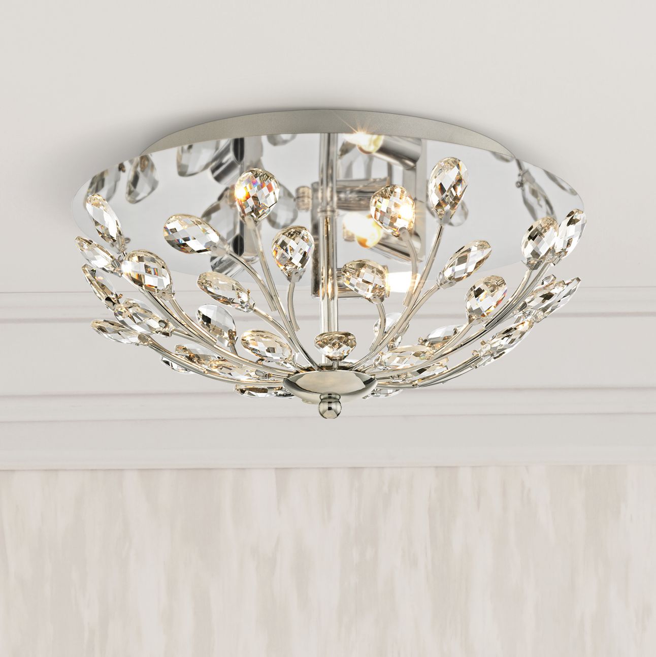 Crystique 13" Wide Polished Chrome 3-Light Ceiling Light