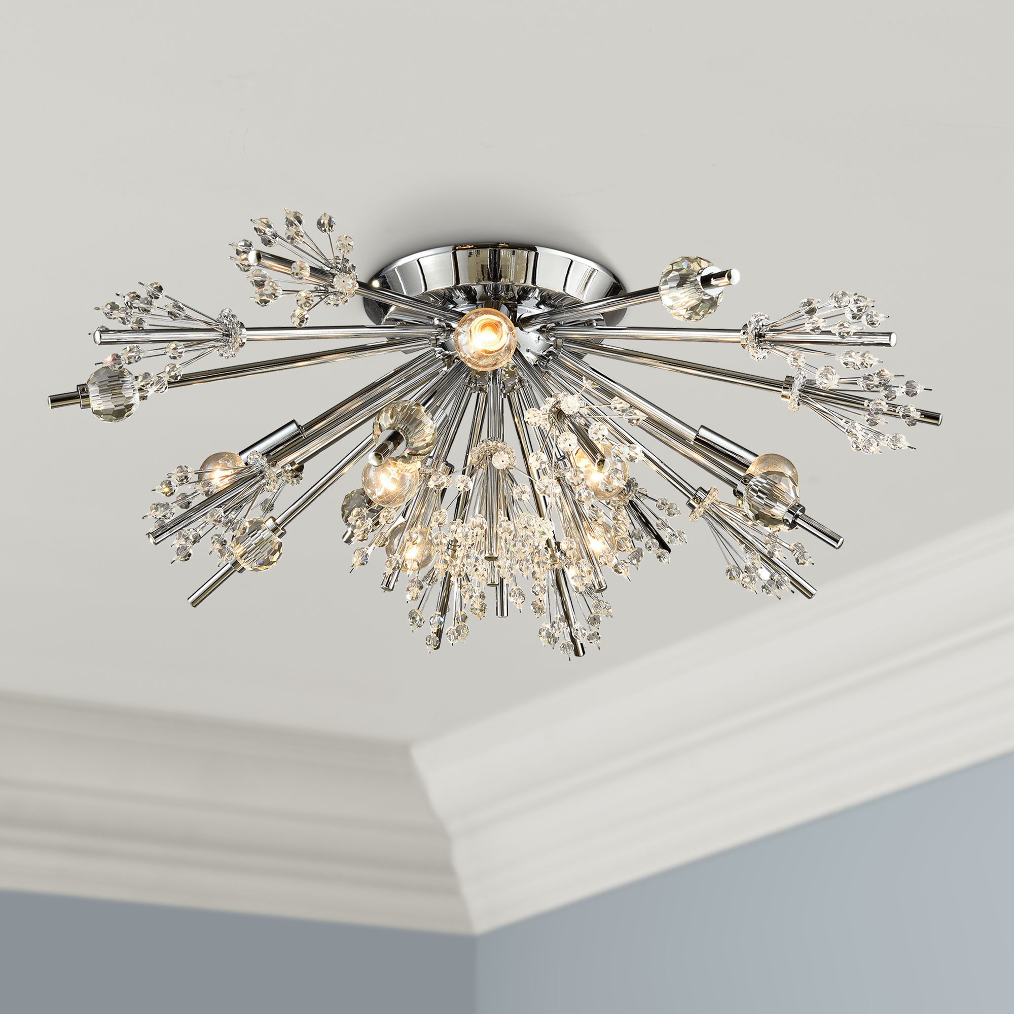 Starburst 26 Wide Polished Chrome 8 Light Ceiling Light